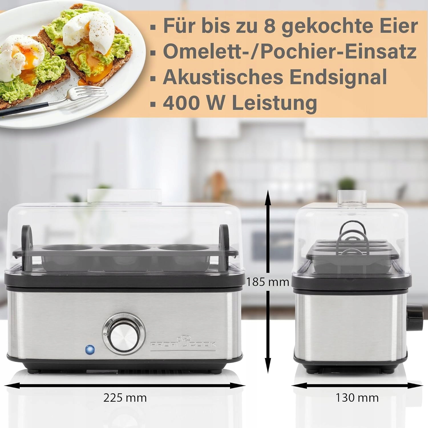 ELECTRIC EGG COOKER 8 EGGS STAINLESS STEEL OMELET FUNCTION 400W EAN (GTIN) 5903387728299