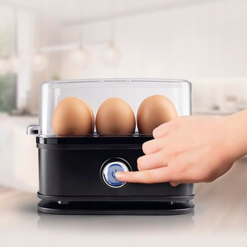 ELECTRIC EGG COOKER FOR 6 EGGS WITH FAMILY PUNCH FOR COOKING Dominant color black