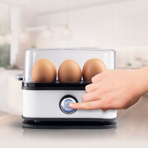 ELECTRIC EGG FOR 6 EGGS WITH PUNCH AND MEASURING CUP 3 DEGREES FOR HOME Dominant color white