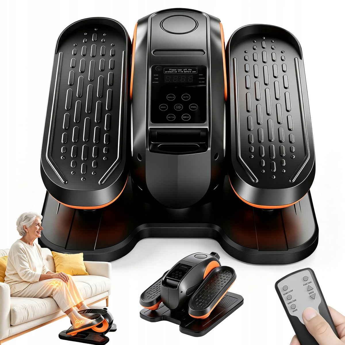 ELECTRIC ELLIPTICAL CROSS TRAINER REHABILITATION UNDER DESK WITH REMOTE CONTROL LCD BK FOR LEGS