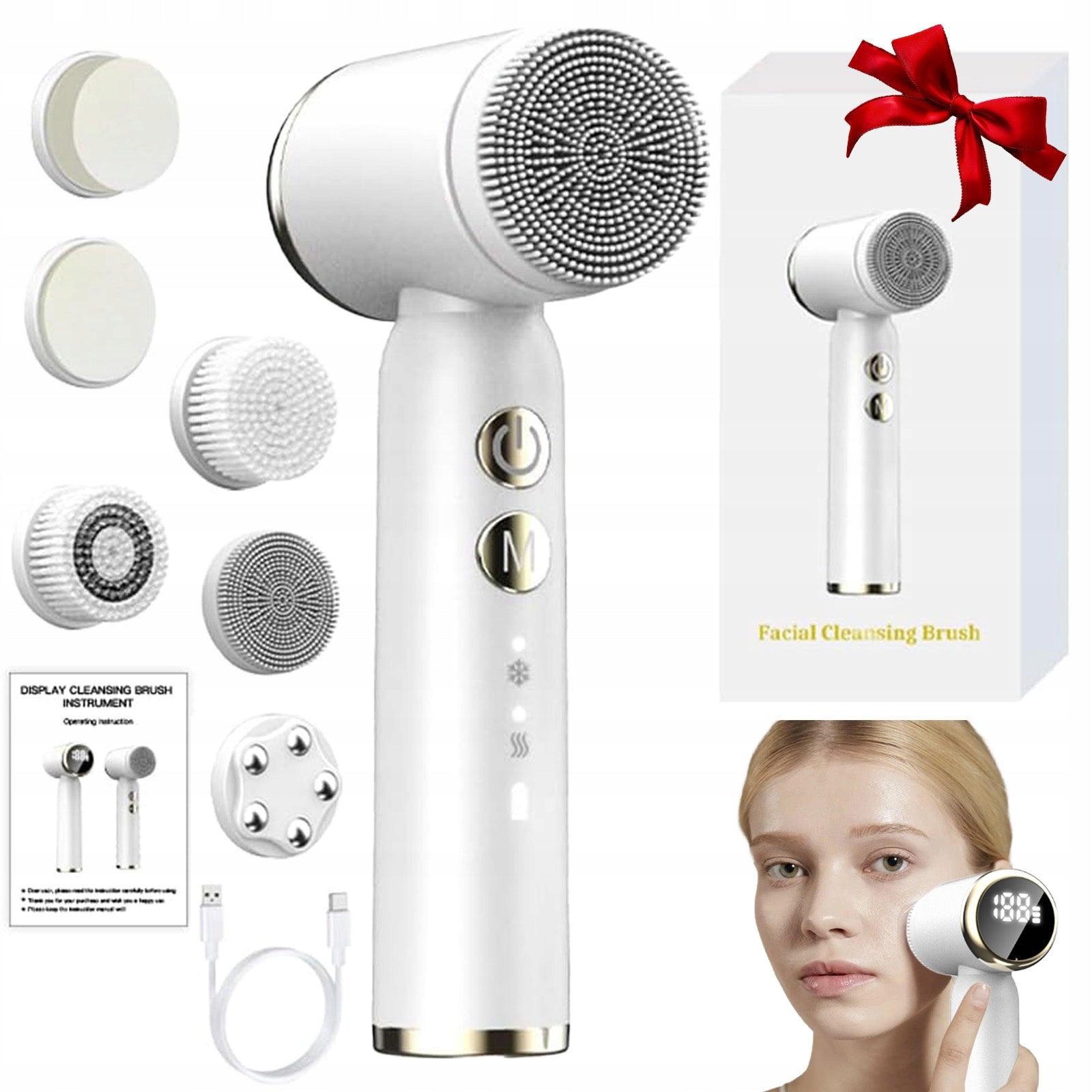 ELECTRIC FACE WASH BRUSH 360° ROTATING IN 6IN1 SET 1000MAH