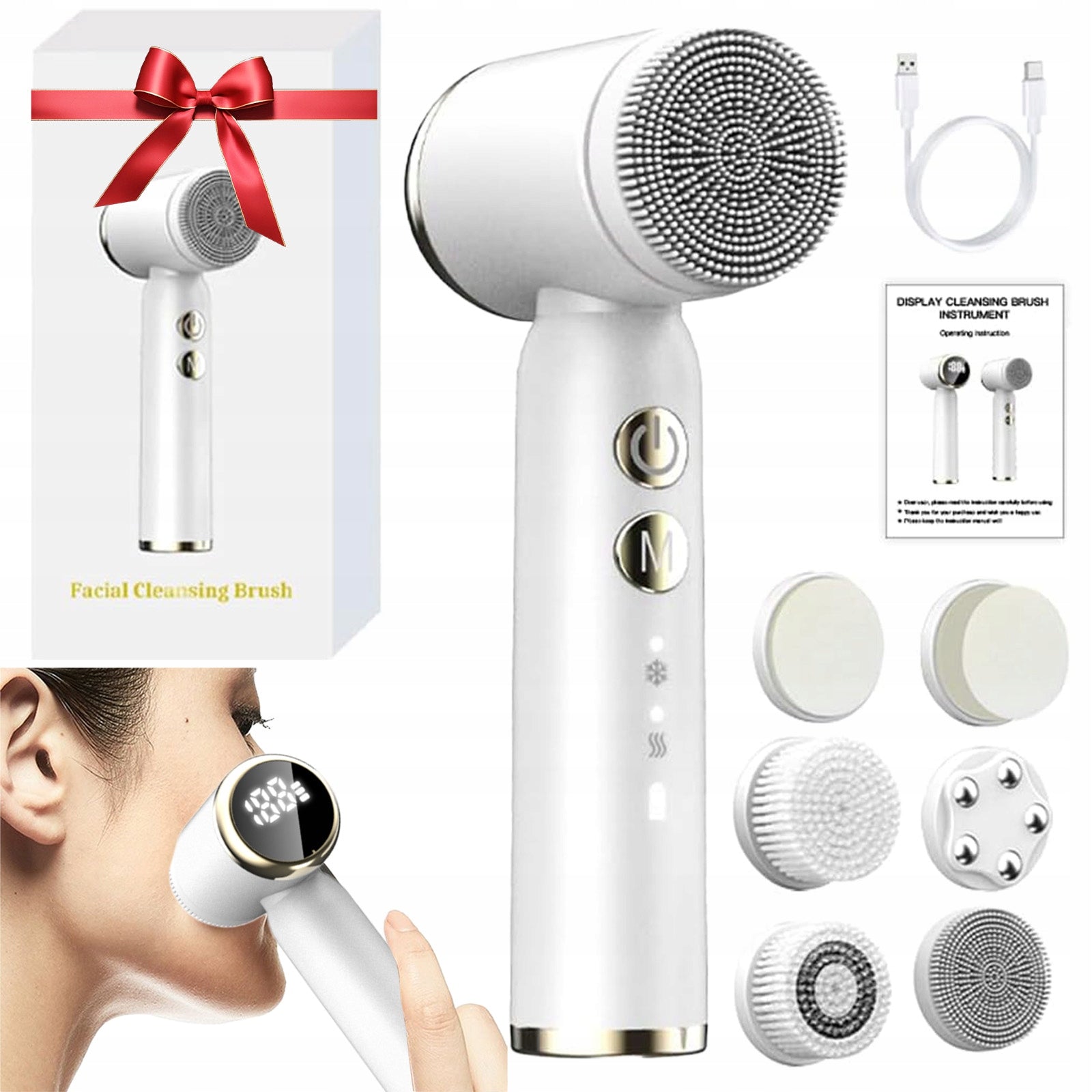 ELECTRIC FACE WASH BRUSH 360° ROTATING IN 6IN1 SET 1000MAH