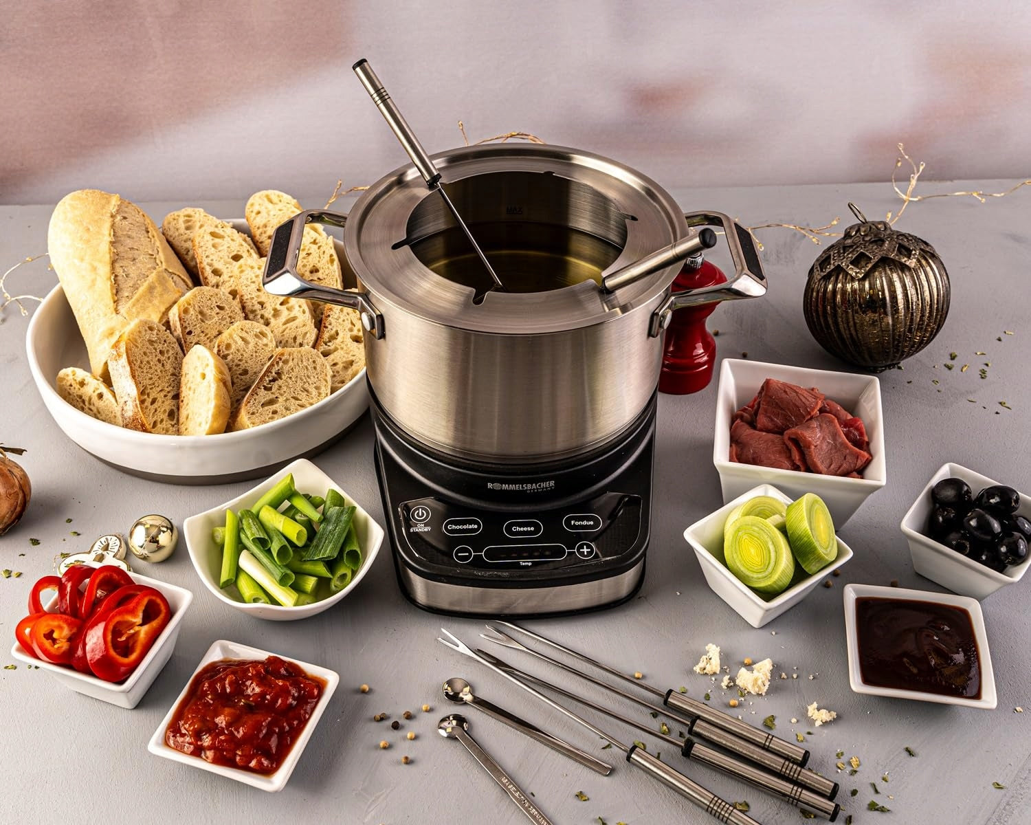 ELECTRIC FONDUE SET STAINLESS STEEL 2.5L 6 FORKS 1200W Brand no brand
