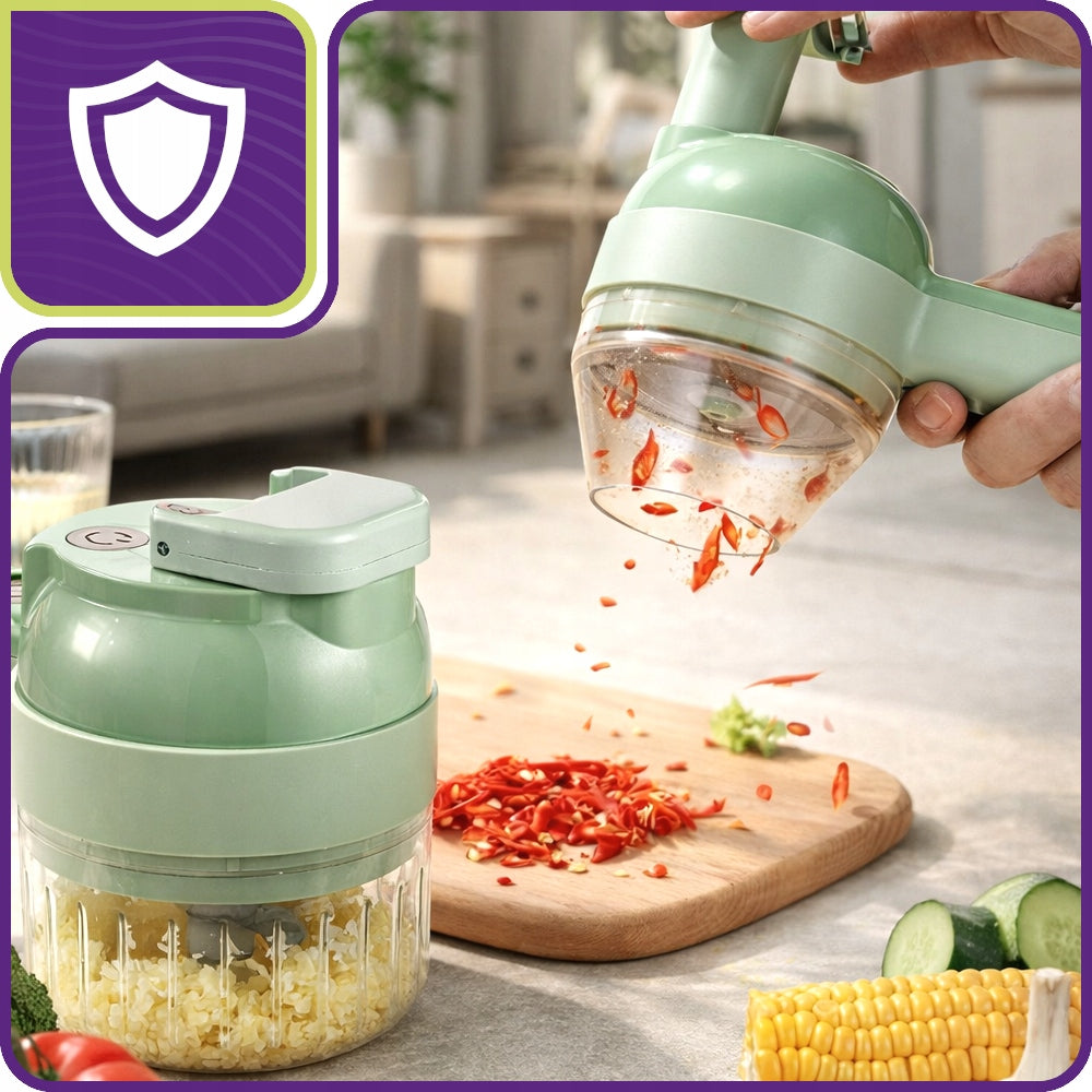 ELECTRIC FRUIT VEGETABLE SLICER 4in1 SHREDDER GRATER CHOPPER SMALL Packaging status original