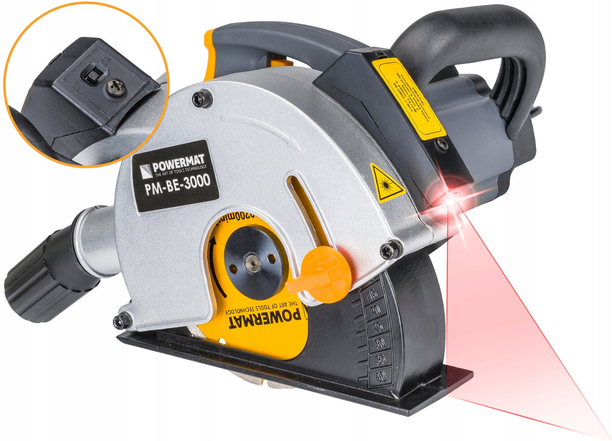 ELECTRIC FURROW FOR CONCRETE 3000W ADJUSTABLE 150mm + LASER 2X DISC Brand Powermat