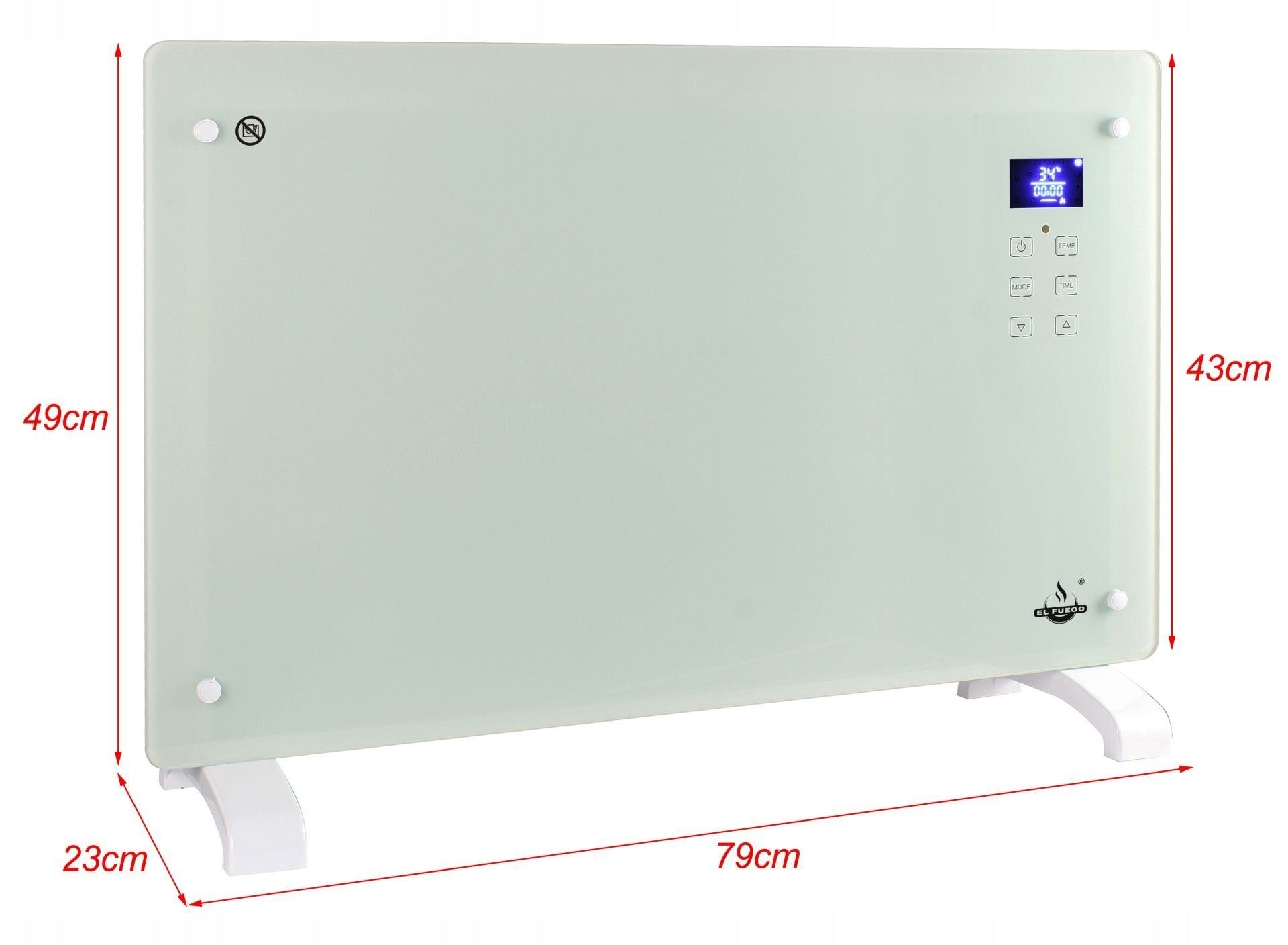 ELECTRIC GLASS HEATER WITH REMOTE CONTROL EL FUEGO CONVECTOR 2000W !