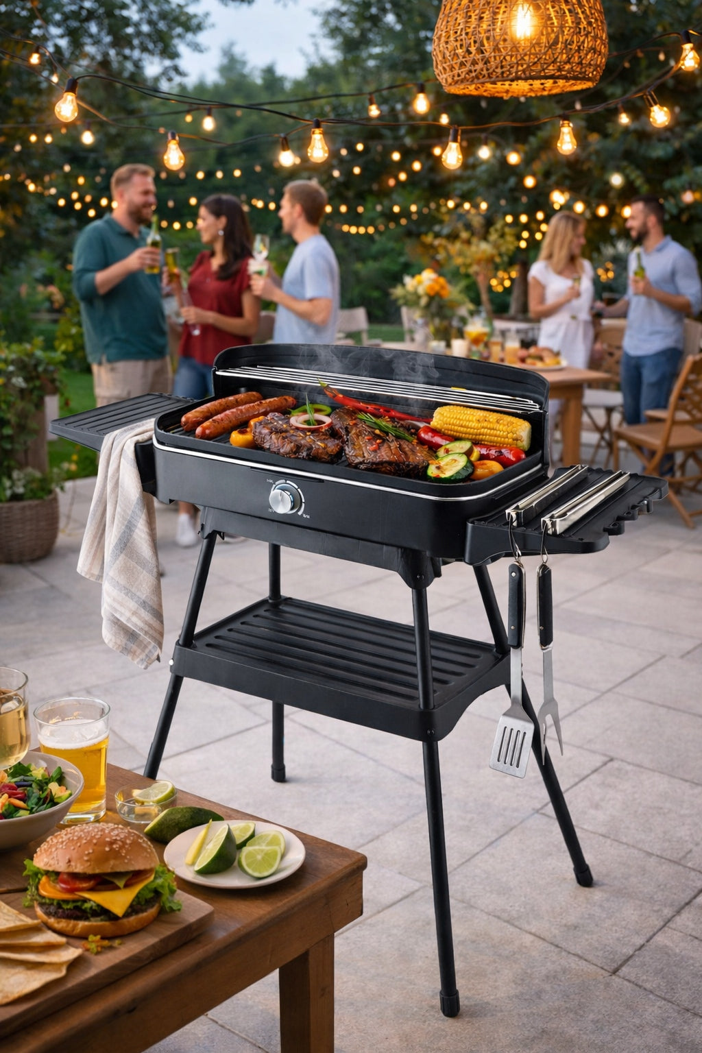 ELECTRIC GRILL 2IN1 STANDING TABLE TOP LARGE POWER 2200W PLATE 50x25cm Brand Hurtex