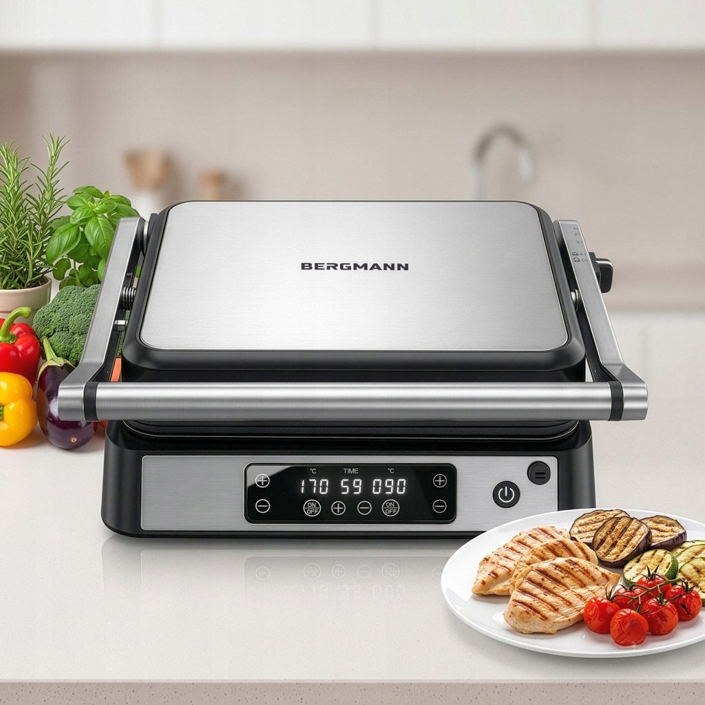 ELECTRIC GRILL BERGMANN 2000W TOASTER OVEN FOLDING 2 THERMOSTATS Packaging status original