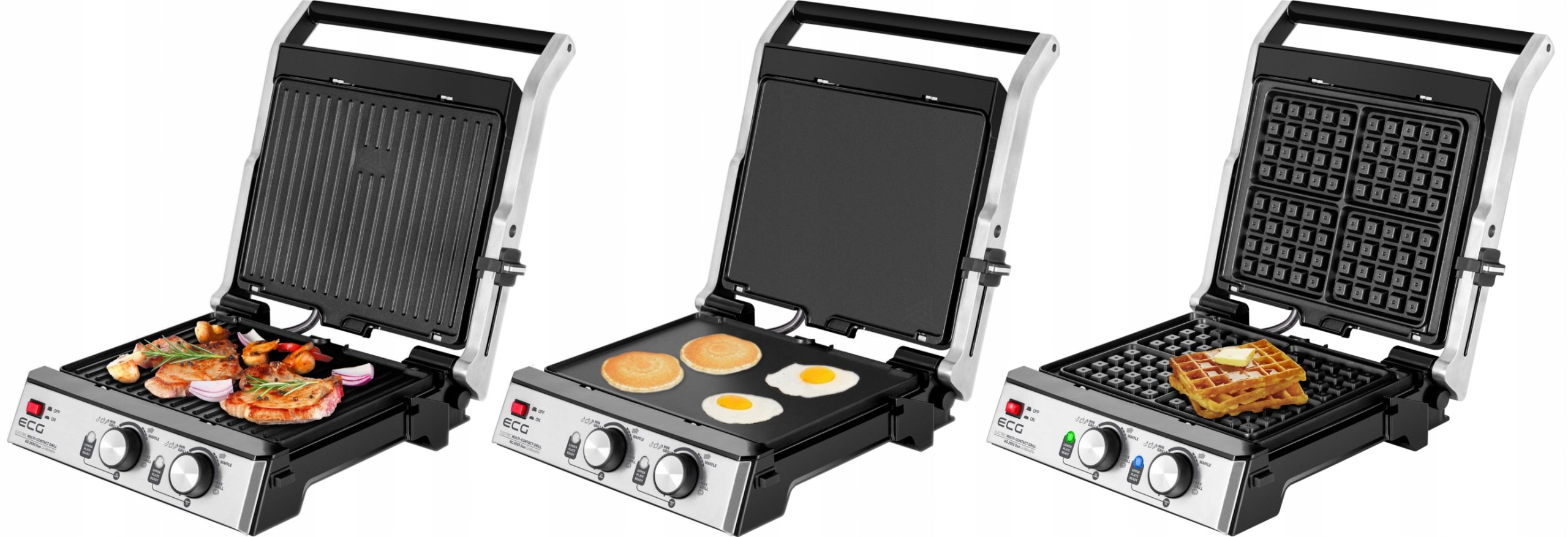 ELECTRIC GRILL ECG KG 2033 TOASTER PANINI WAFFLE BBQ 3in1 2000W SOLID Brand ECG