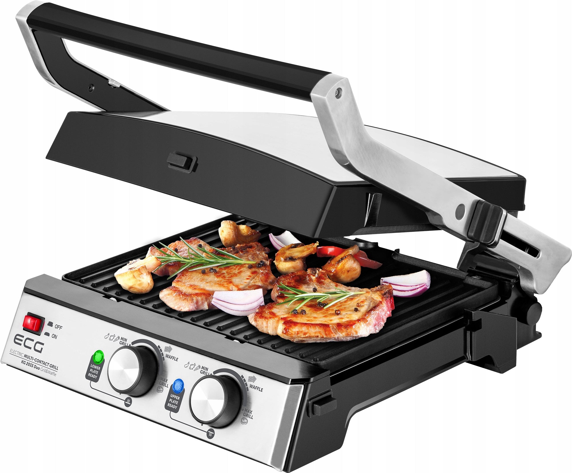 ELECTRIC GRILL ECG KG 2033 TOASTER PANINI WAFFLE BBQ 3in1 2000W SOLID Temperature control yes