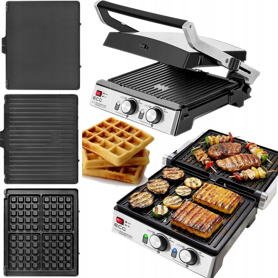 ELECTRIC GRILL ECG KG 2033 TOASTER PANINI WAFFLE BBQ 3in1 2000W SOLID