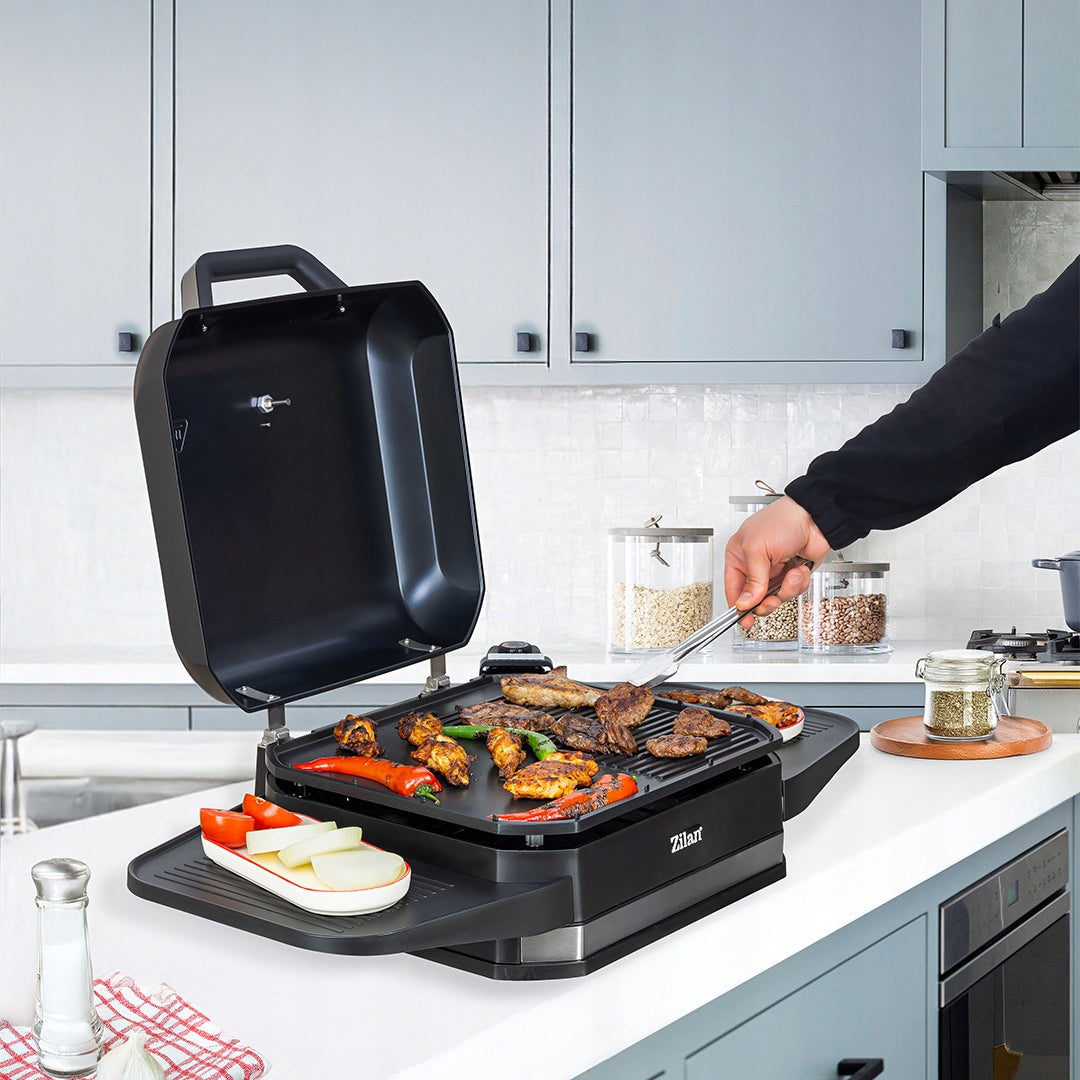 ELECTRIC GRILL Smokeless GARDEN Standing 3050W 6in1 + COVER + THERMOMETER Model 6w1 3050W
