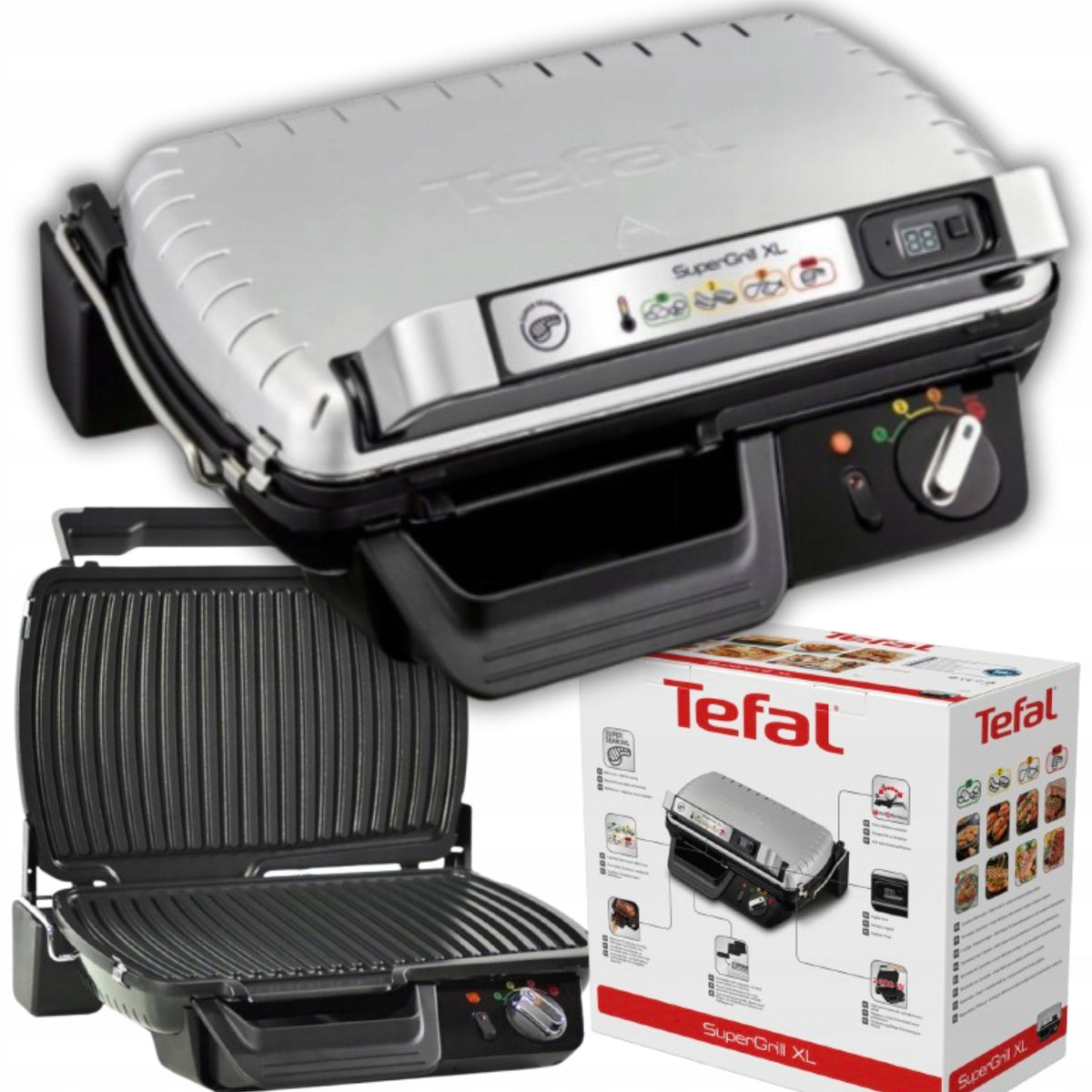 ELECTRIC GRILL TEFAL GC461B 34 SILVER/GREY 2400 IN FOLDING TIMER