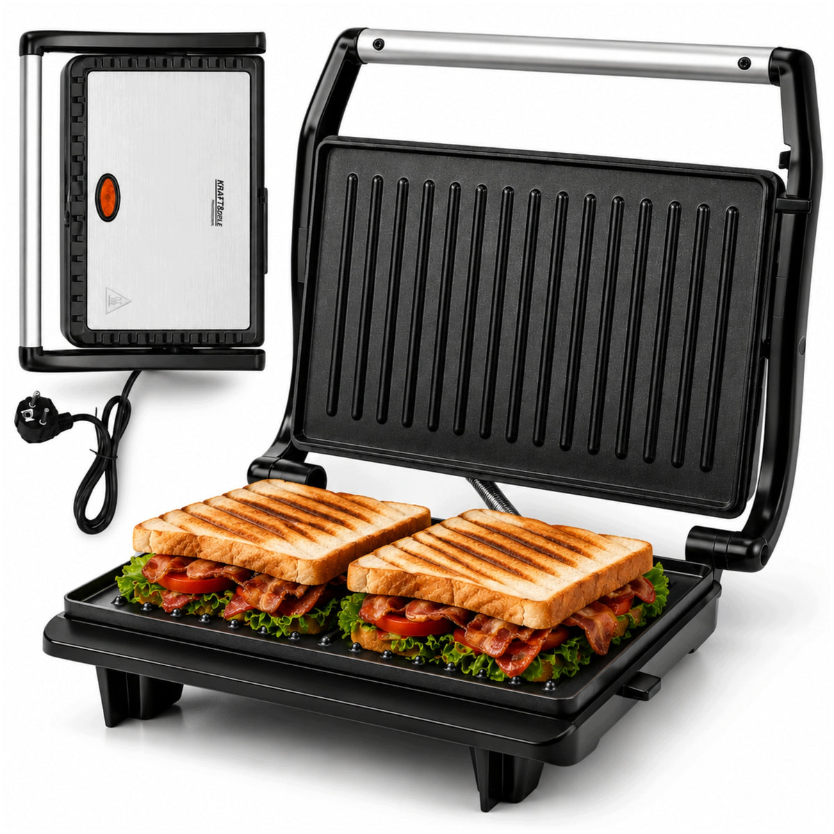 ELECTRIC GRILL TOASTER FOLDING TOASTER FOR PANINI SANDWICHES 2200W STRONG