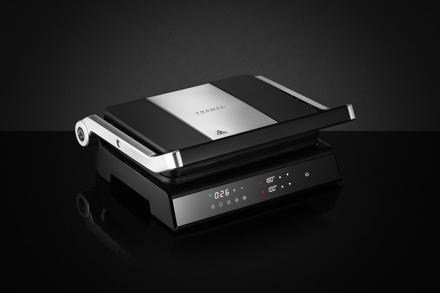 ELECTRIC GRILL WITH TEMPERATURE CONTROL 5 PROGRAMS FOLDING LED 2200W Dominant color black