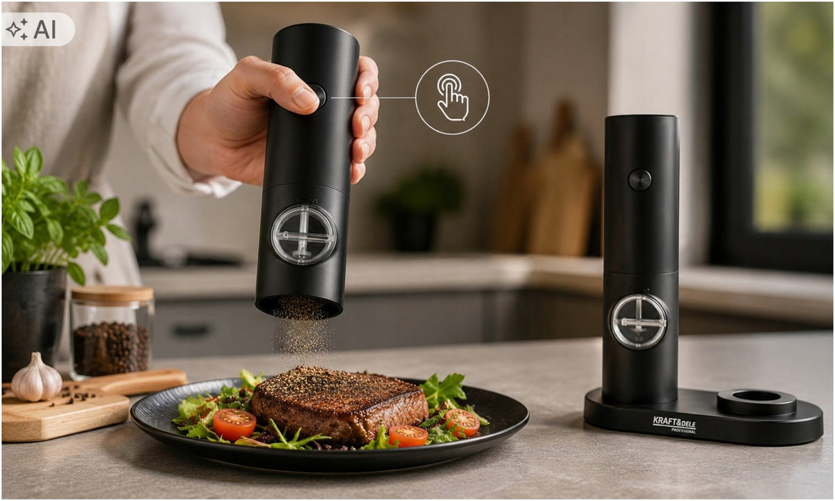 ELECTRIC GRINDER FOR PEPPER AND SALT SPICES SALT SHAKER PEPPER SHAKER 2 pcs. Manufacturer code MŁYNEK ELEKTRYCZNY DO PIEPRZU I SOLI