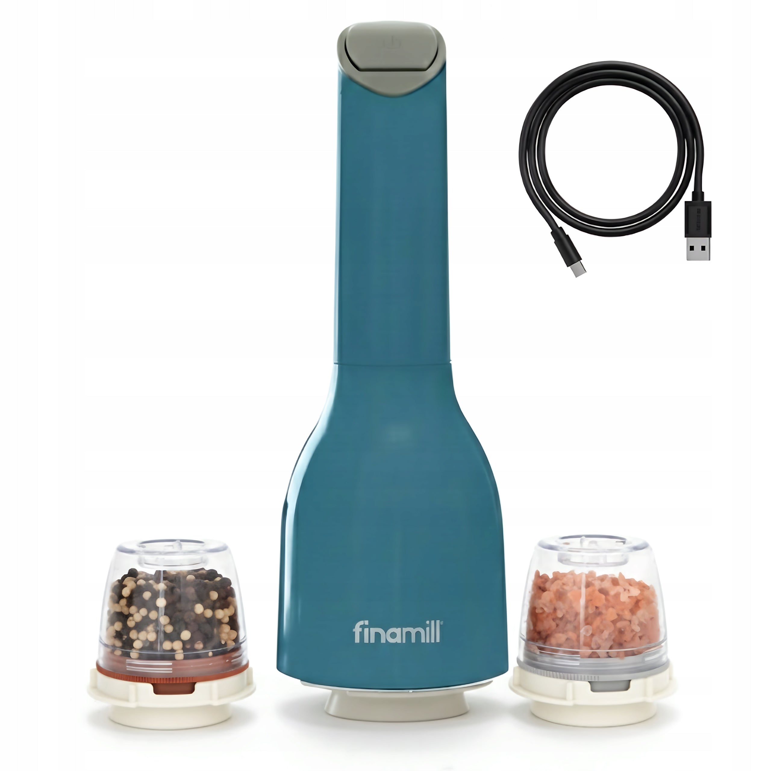 ELECTRIC GRINDER FOR PEPPER SALT SPICES +2 CONTAINERS FINAMILL USB