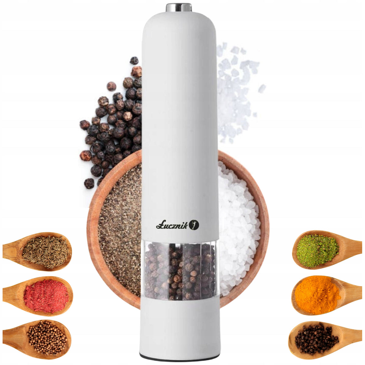 ELECTRIC GRINDER FOR SALT PEPPER SPICES GRINDING ADJUSTMENT ŁUCZNIK
