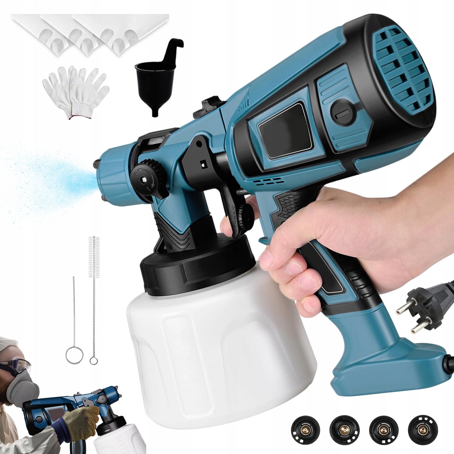 ELECTRIC GUN PAINT SPRAYER FOR PAINTING WALLS 4 NOZZLES 850W 1400ML