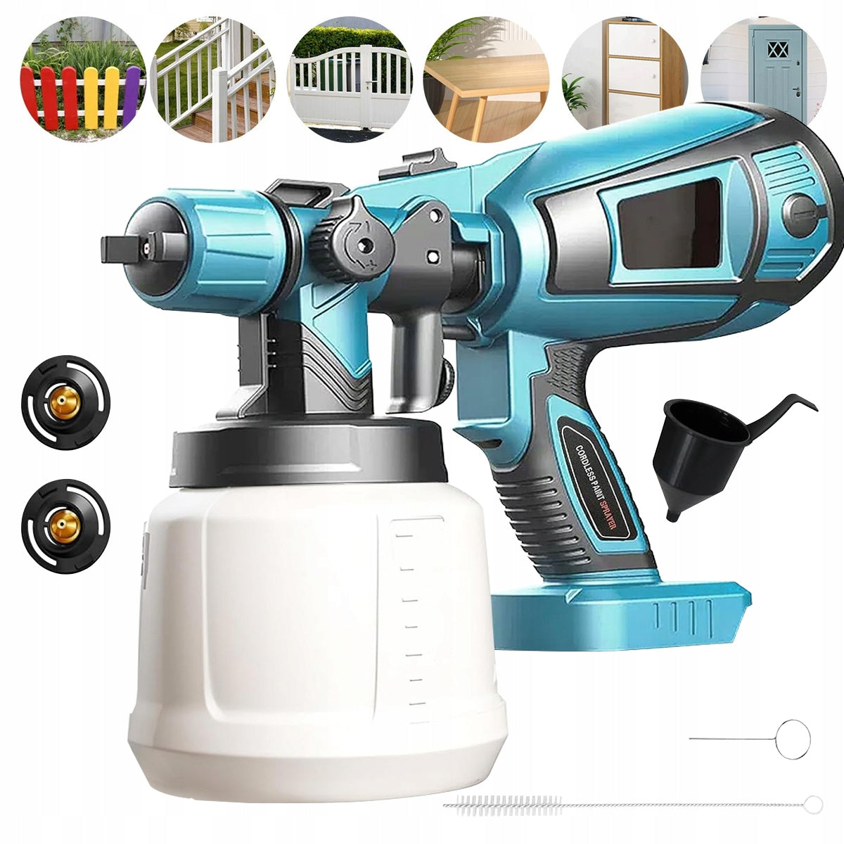 ELECTRIC GUN WITH 2 NOZZLES PAINT CONTAINER 1000 ML FOR MOCK-UP