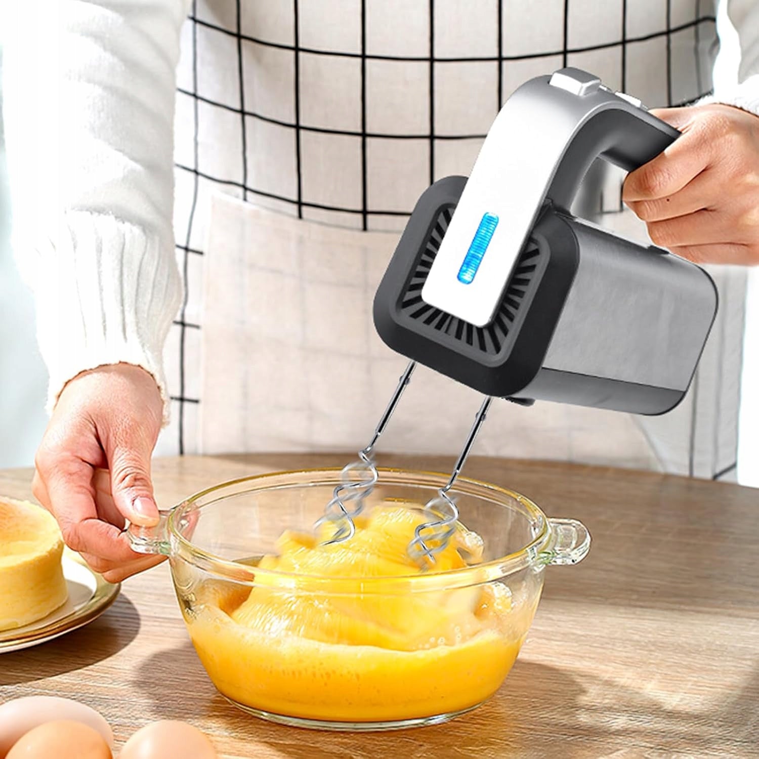 ELECTRIC HAND MIXER FOOD PROCESSOR STAINLESS STEEL 800W 5 GEARS Dominant color silver/gray