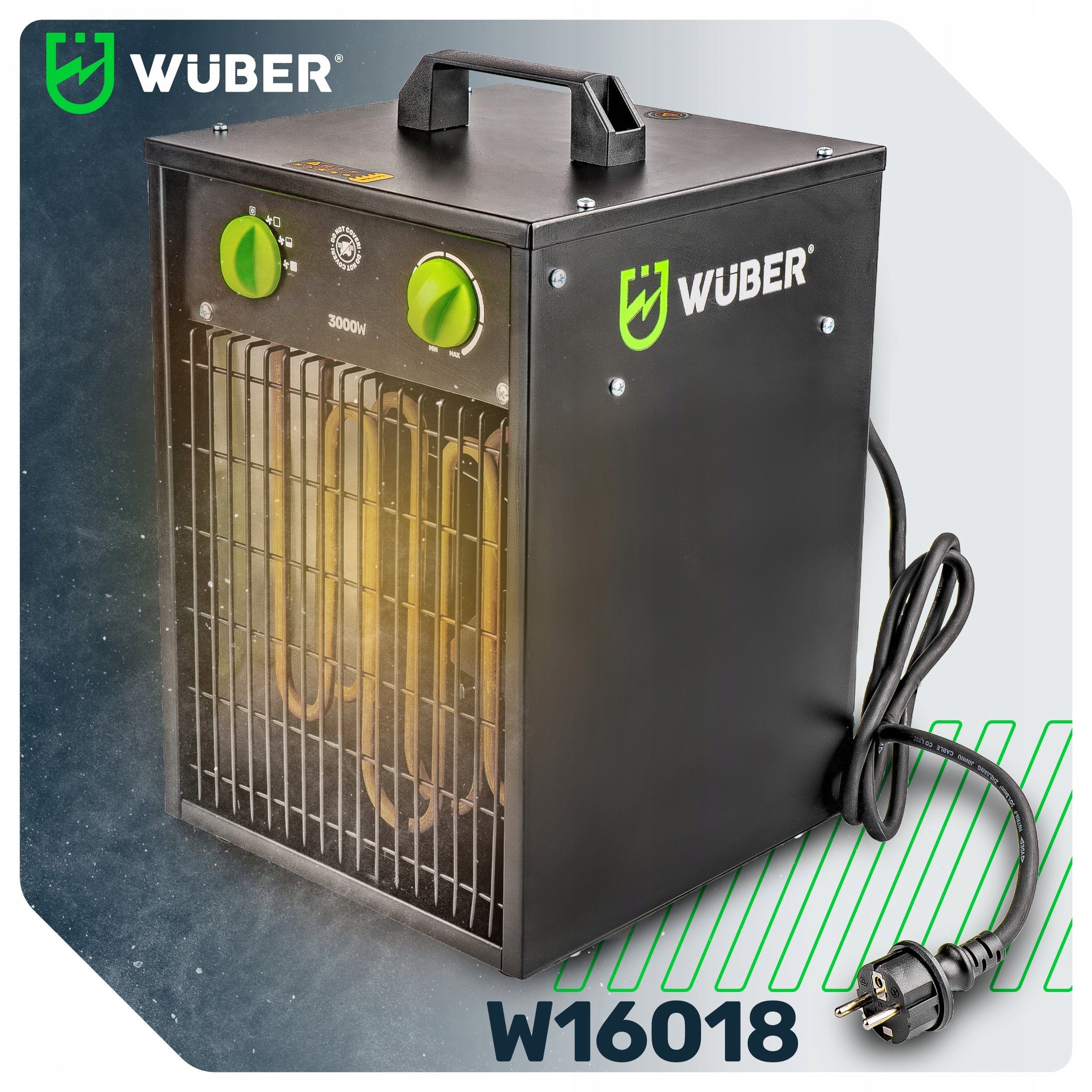ELECTRIC HEATER 3KW POWERFUL BLOWER APRON THERMOSTAT HEATER 3000W Packaging status original