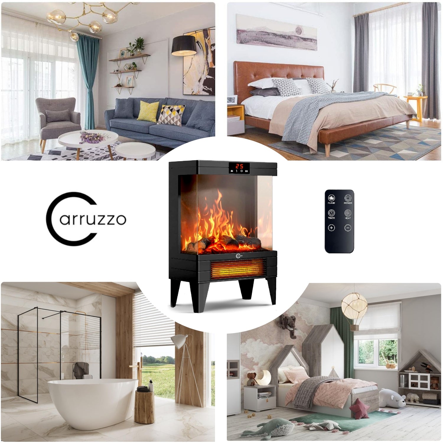 ELECTRIC HEATER FIREPLACE FARELKA HOME bathroom STRONG WITH THERMOSTAT Manufacturer code 3D PRO+ ulepszony model z efektem płomieni