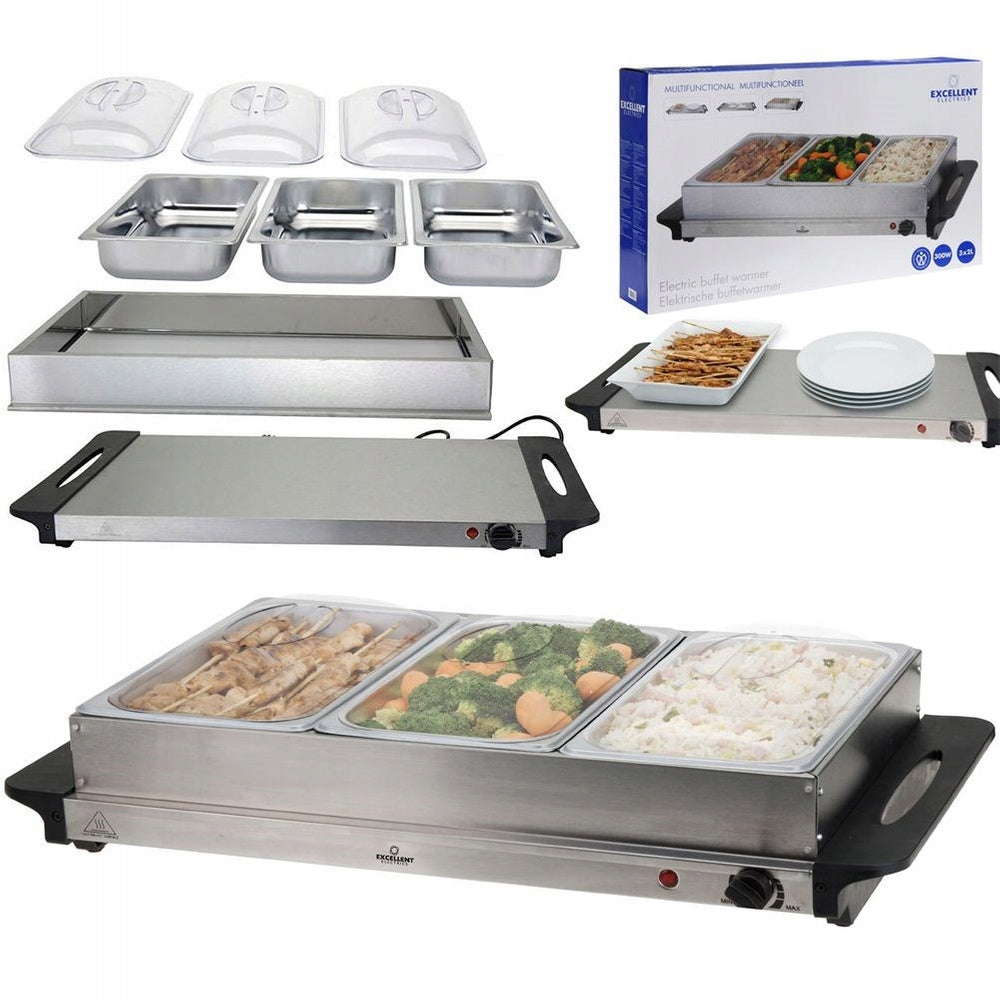 ELECTRIC HEATER FOR DISHES STEEL BUFFET HEATING PLATE 65 CM