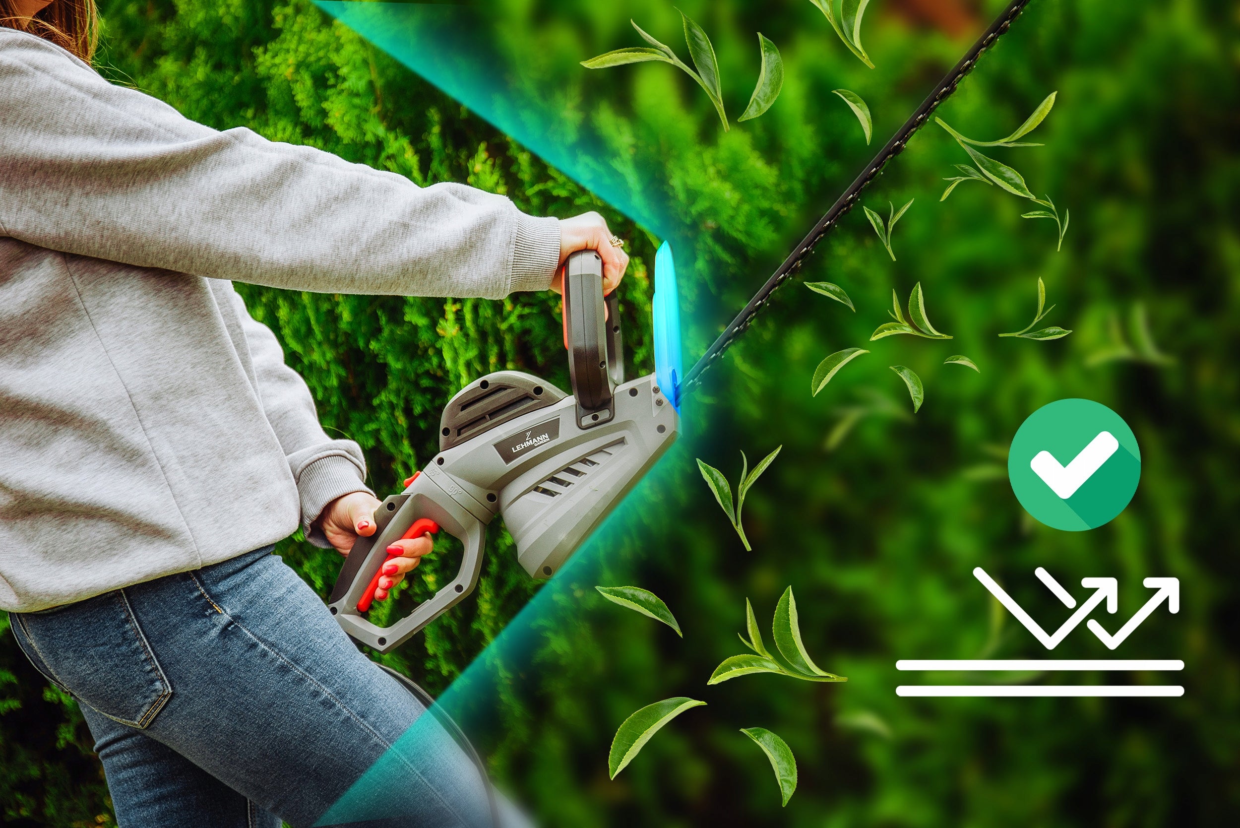 ELECTRIC HEDGE SHEARS FOR BRANCH BUSHES PRUNING SHEAR LEHMANN 1800W 65cm Product weight with unit packaging 4.7 kg