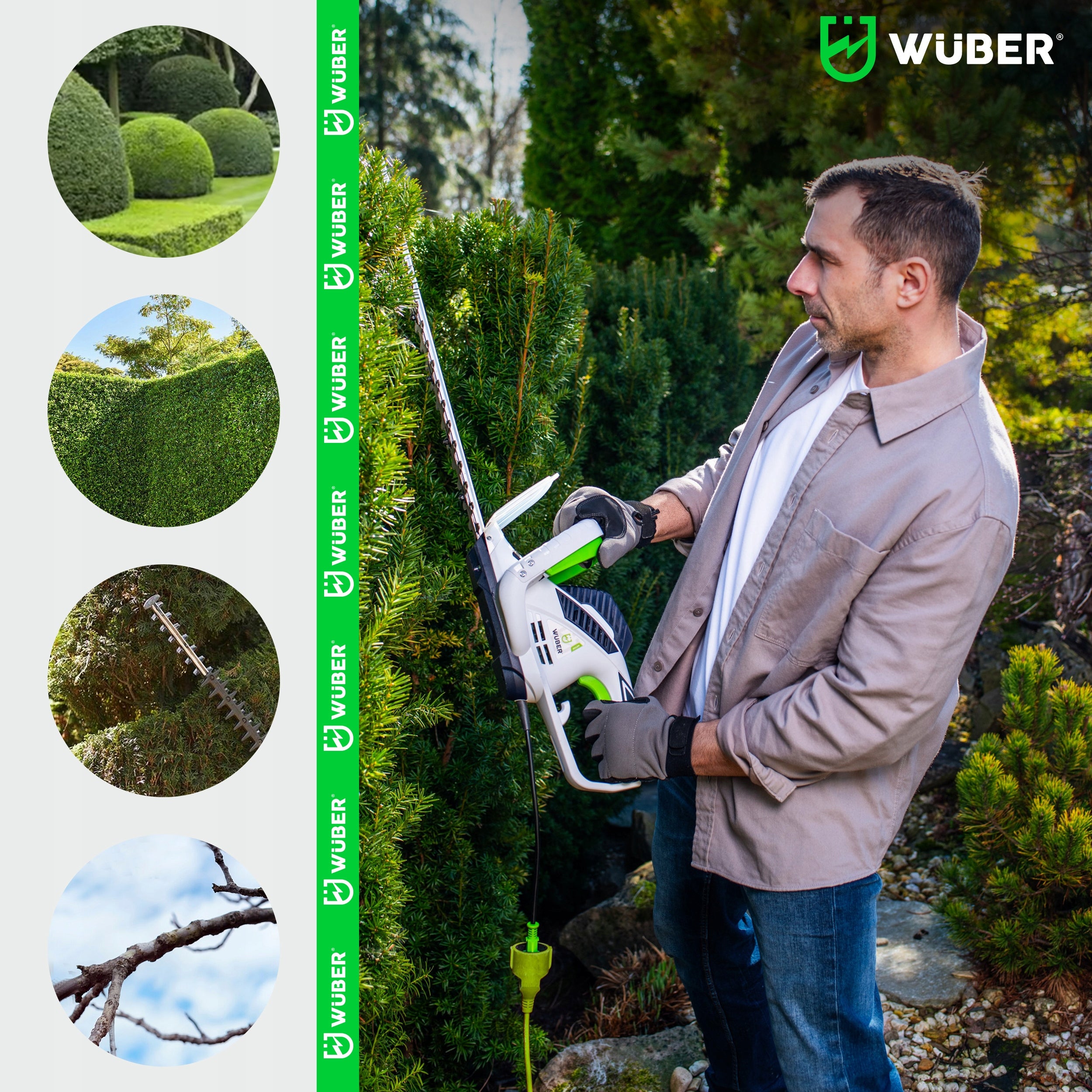 ELECTRIC HEDGE TRIMMERS CUTTING BUSHES PRUNING BRANCHES 55CM Brand Wuber