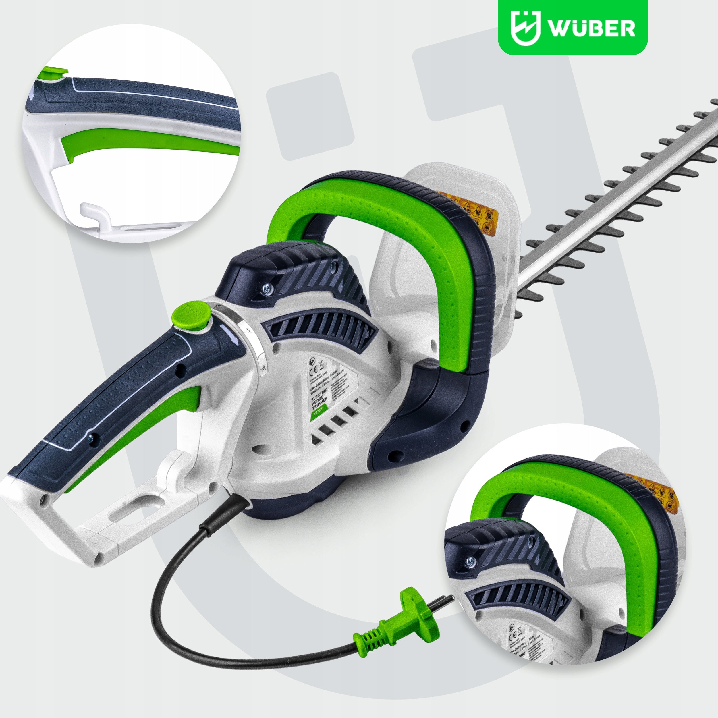 ELECTRIC HEDGE TRIMMERS FOR CUTTING BUSHES PRUNING BRANCHES WUBER Working length 57 cm