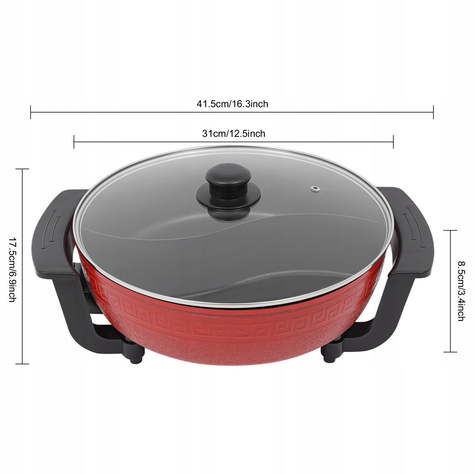 ELECTRIC HOT POT FOR HOT POT 1360W, 5 TEMPERATURE LEVELS 6L Dominant color red