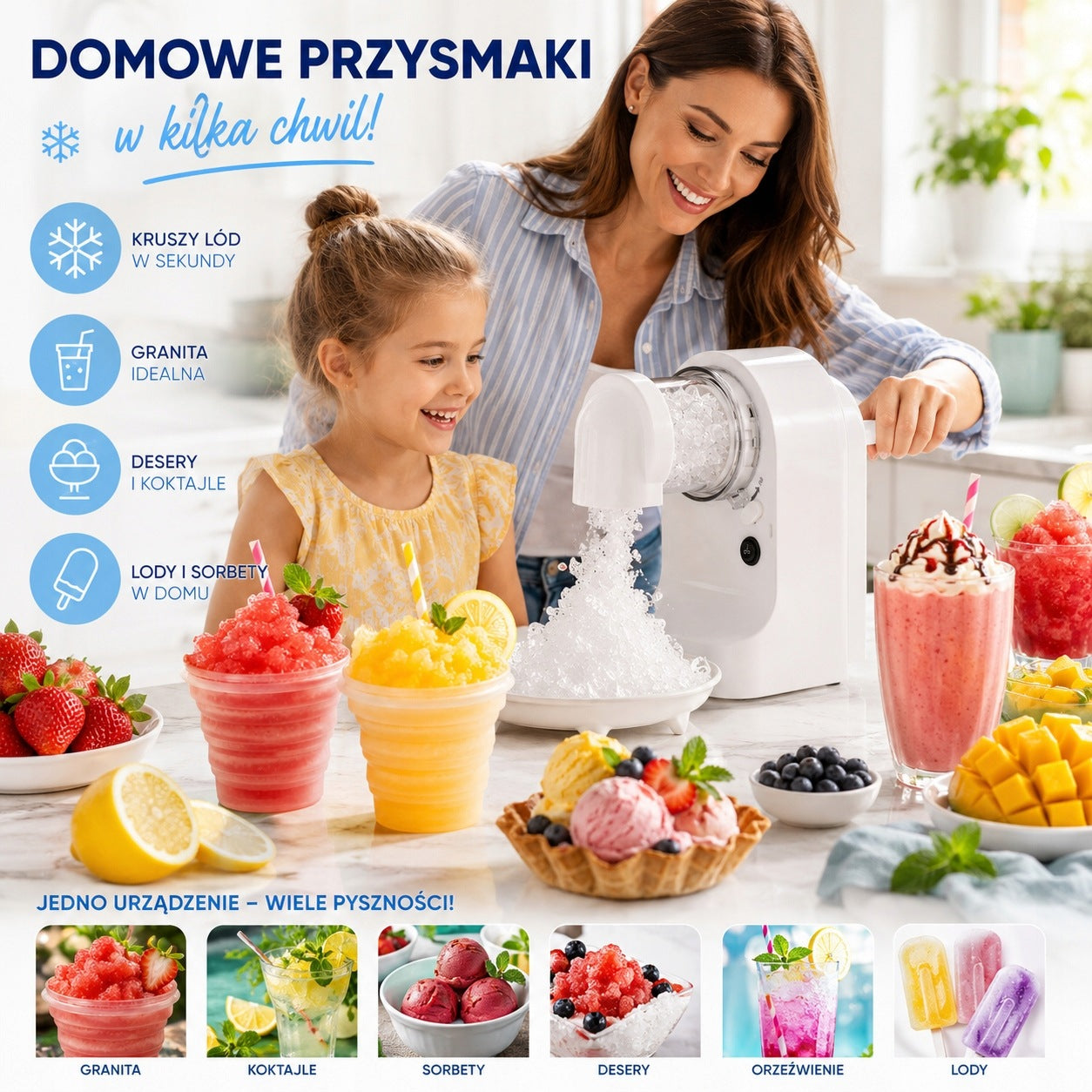 ELECTRIC ICE CRUSHER USB-C GRANITE MACHINE + 2 CUPS Packaging status original