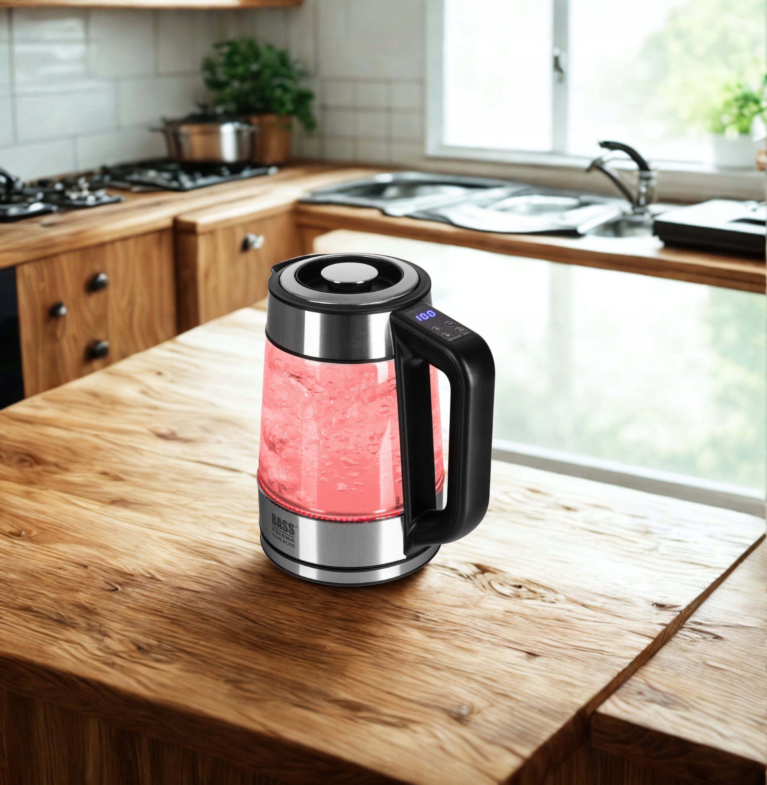 ELECTRIC KETTLE 1,7L 2200W REG TEMP 40-100°C GLASS WIRELESS LED Manufacturer code czajnik z regulacją temperatury mocny