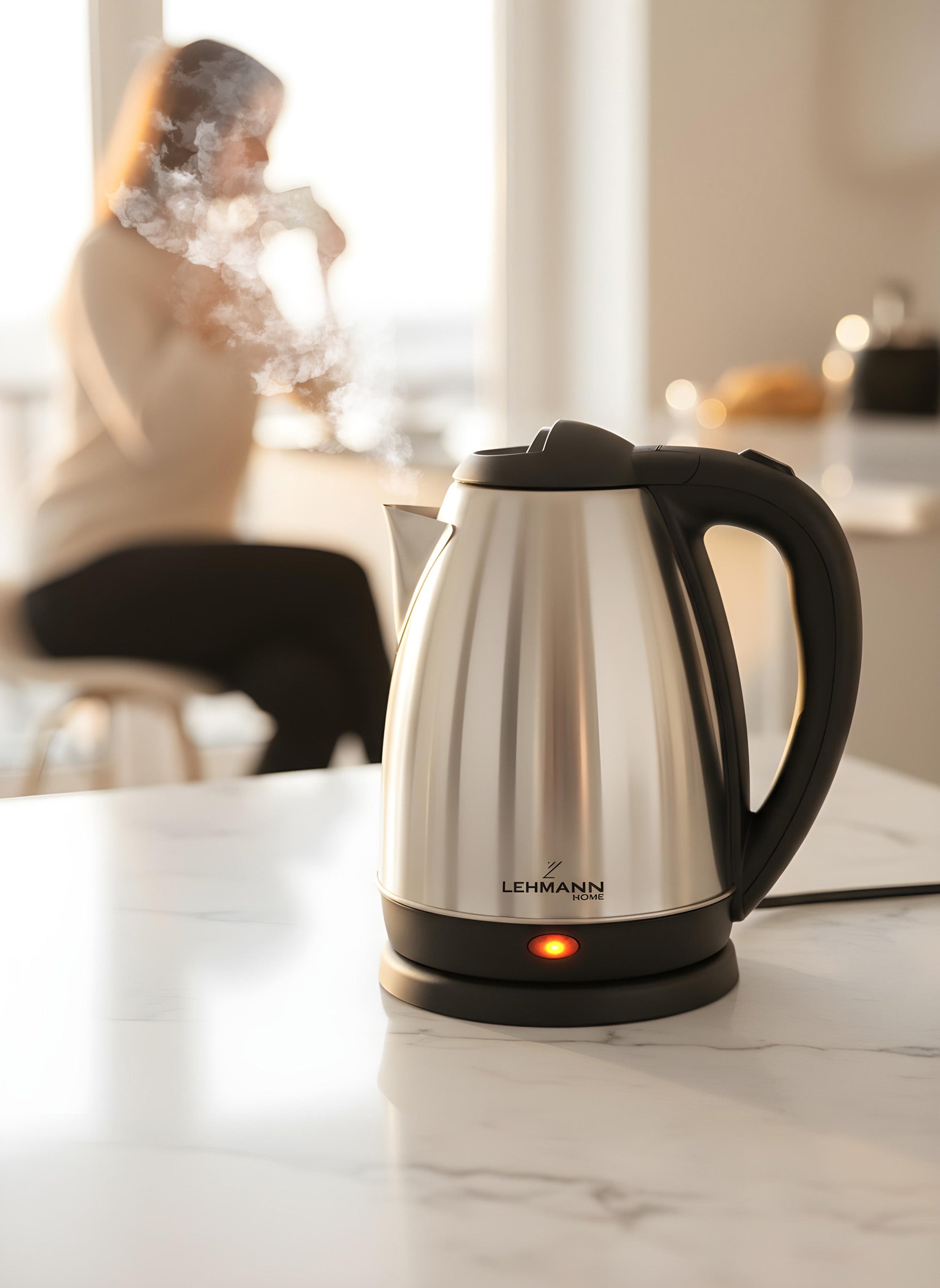 ELECTRIC KETTLE CORDLESS STAINLESS STEEL LARGE STRONG QUIET 2200W Packaging status original