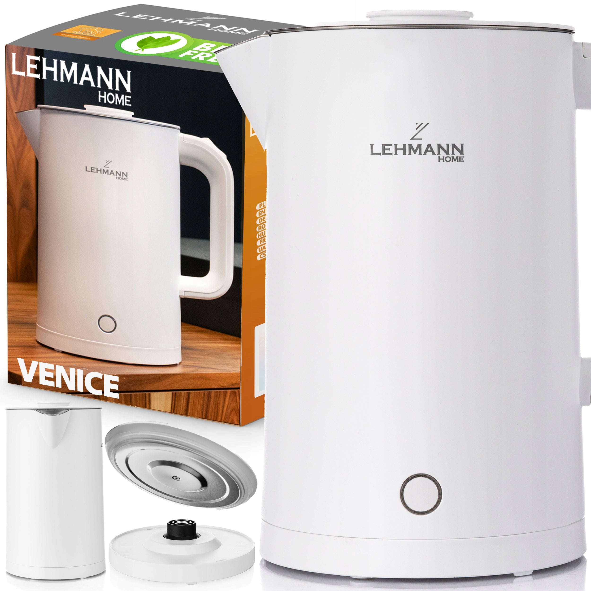ELECTRIC KETTLE CORDLESS STRONG 1,7L 2200W STEEL LARGE SILENT LED