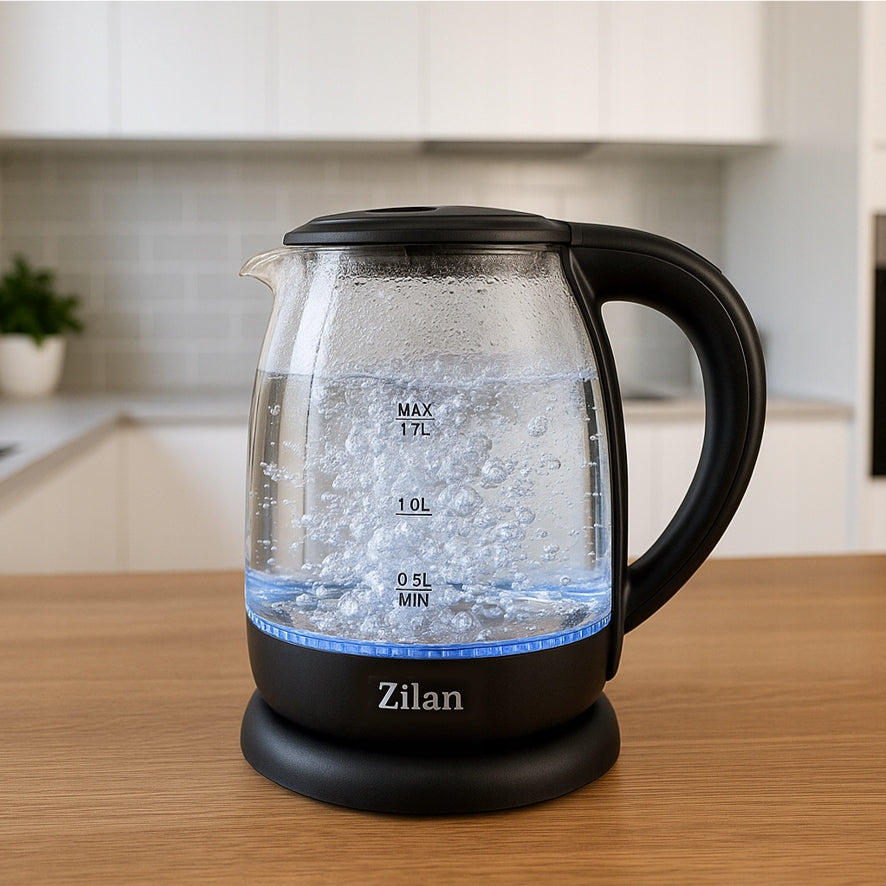 ELECTRIC KETTLE GLASS TEMPERATURE CONTROL 5 COLORS LED 2200W Brand Zilan