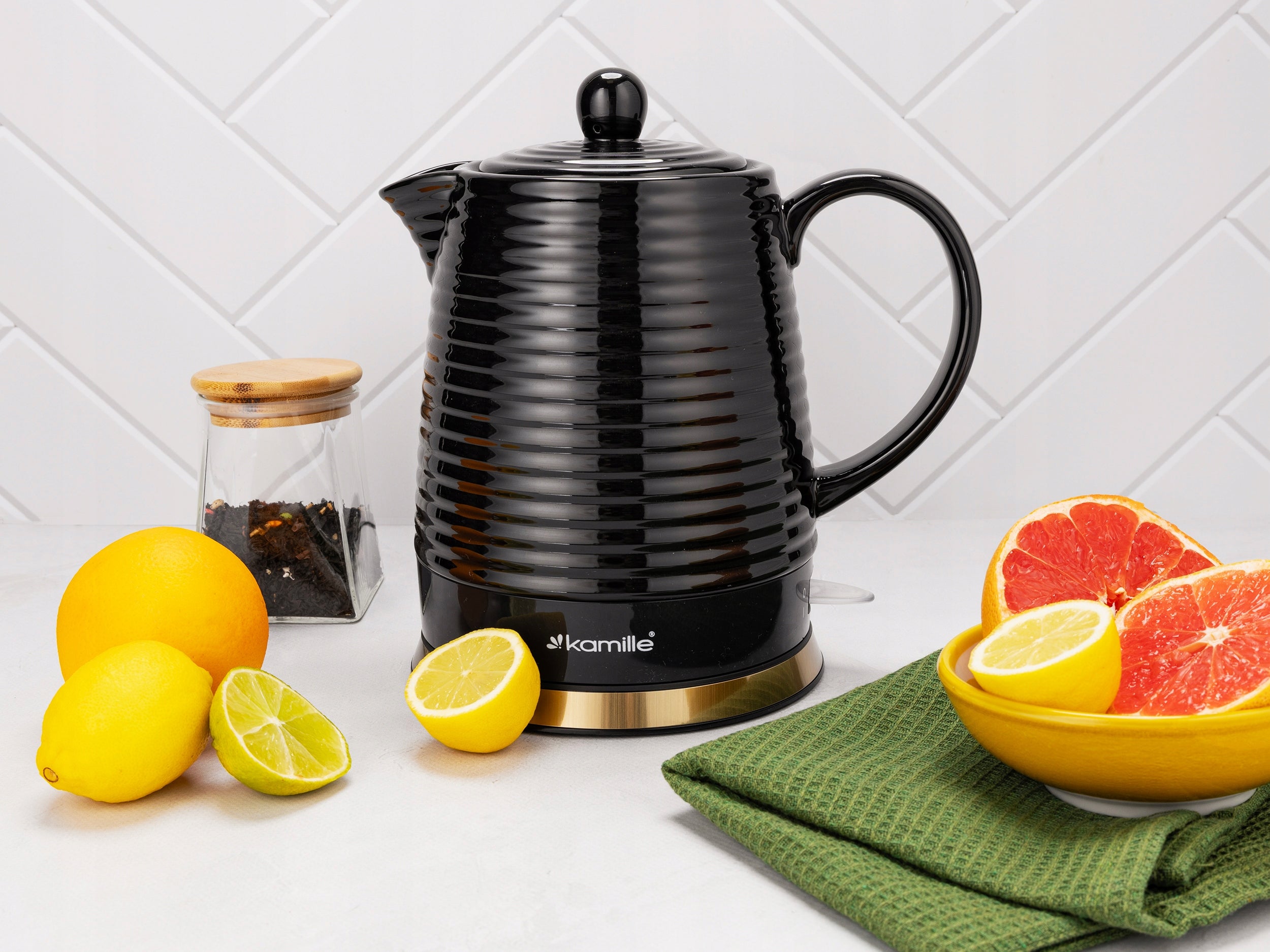 ELECTRIC KETTLE WIRELESS CERAMIC KAMILLE 1200 W 1,2 L black Packaging status original