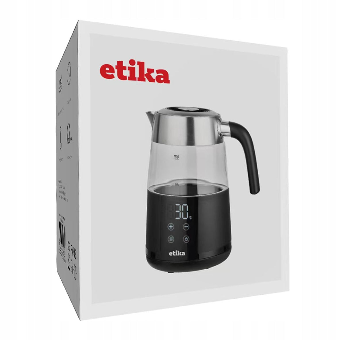 ELECTRIC KETTLE WITH TEMPERATURE CONTROL GLASS STRONG 1,7 L 2200W Brand Etika