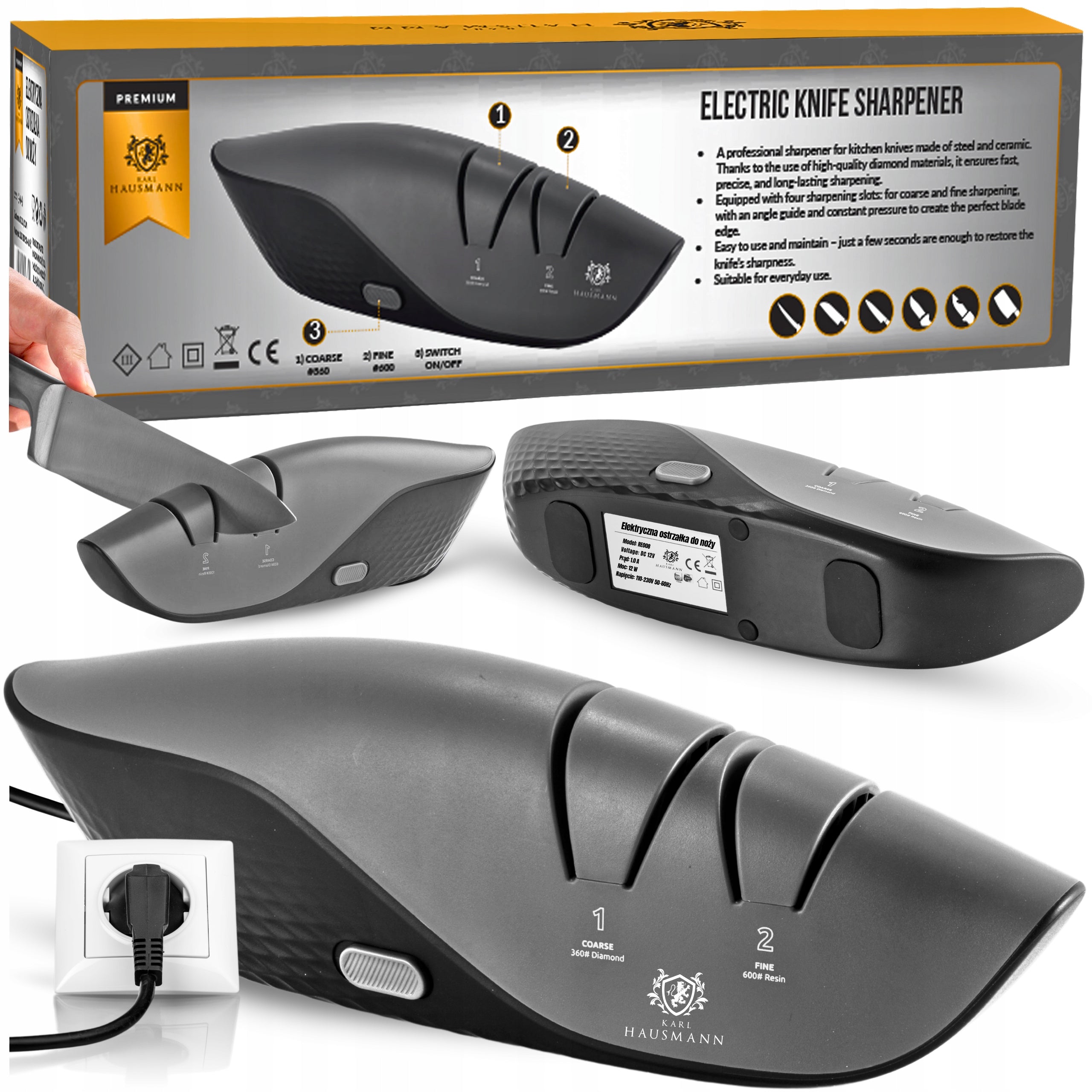 ELECTRIC KNIFE SHARPENER DIAMOND 2-STAGE DONKEY SHARPENER 2in1