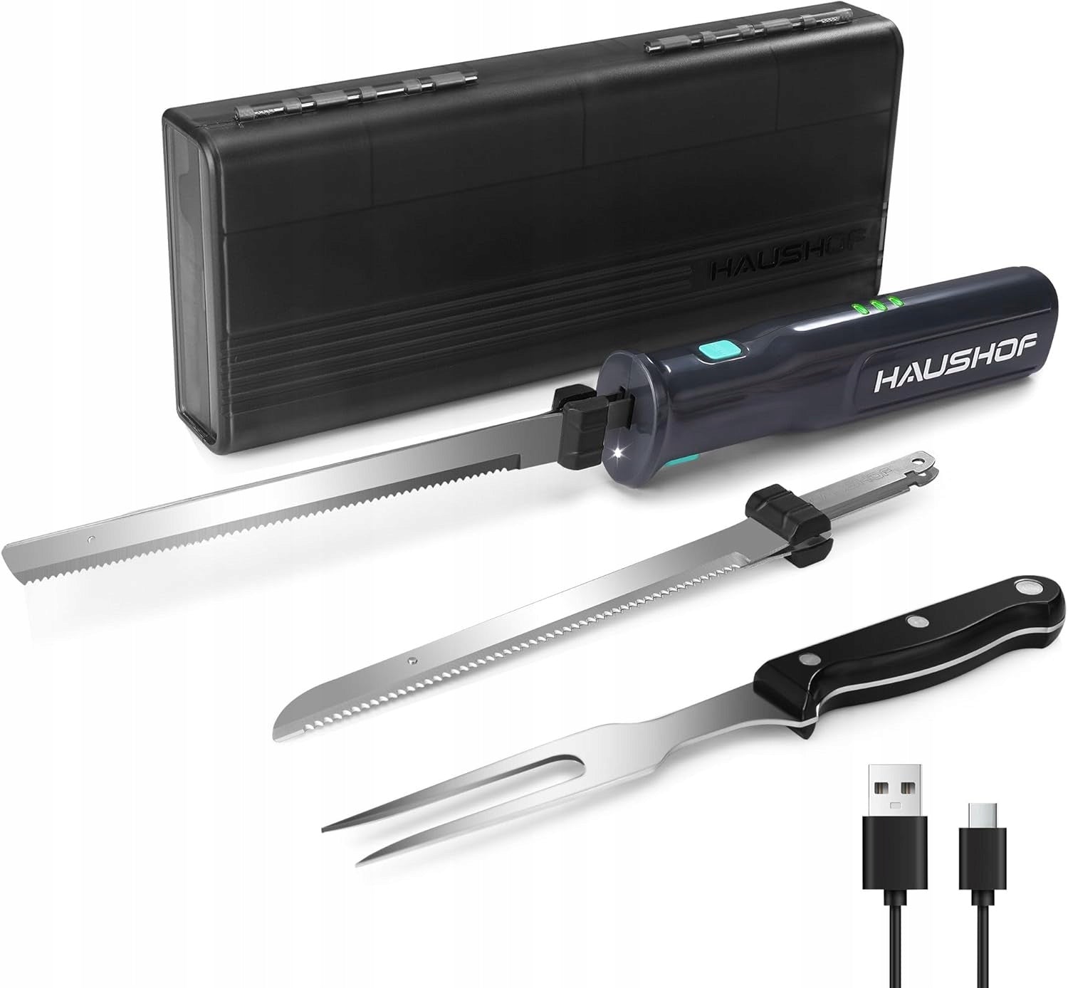 ELECTRIC KNIFE WIRELESS 8V STAINLESS STEEL SET WITH ACCESSORIES