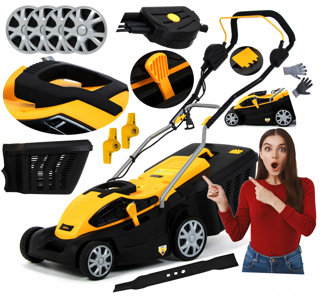 ELECTRIC LAWN MOWER 42cm BASKET 50L LIGHT STRONG 2400 W ew + FREEBIE