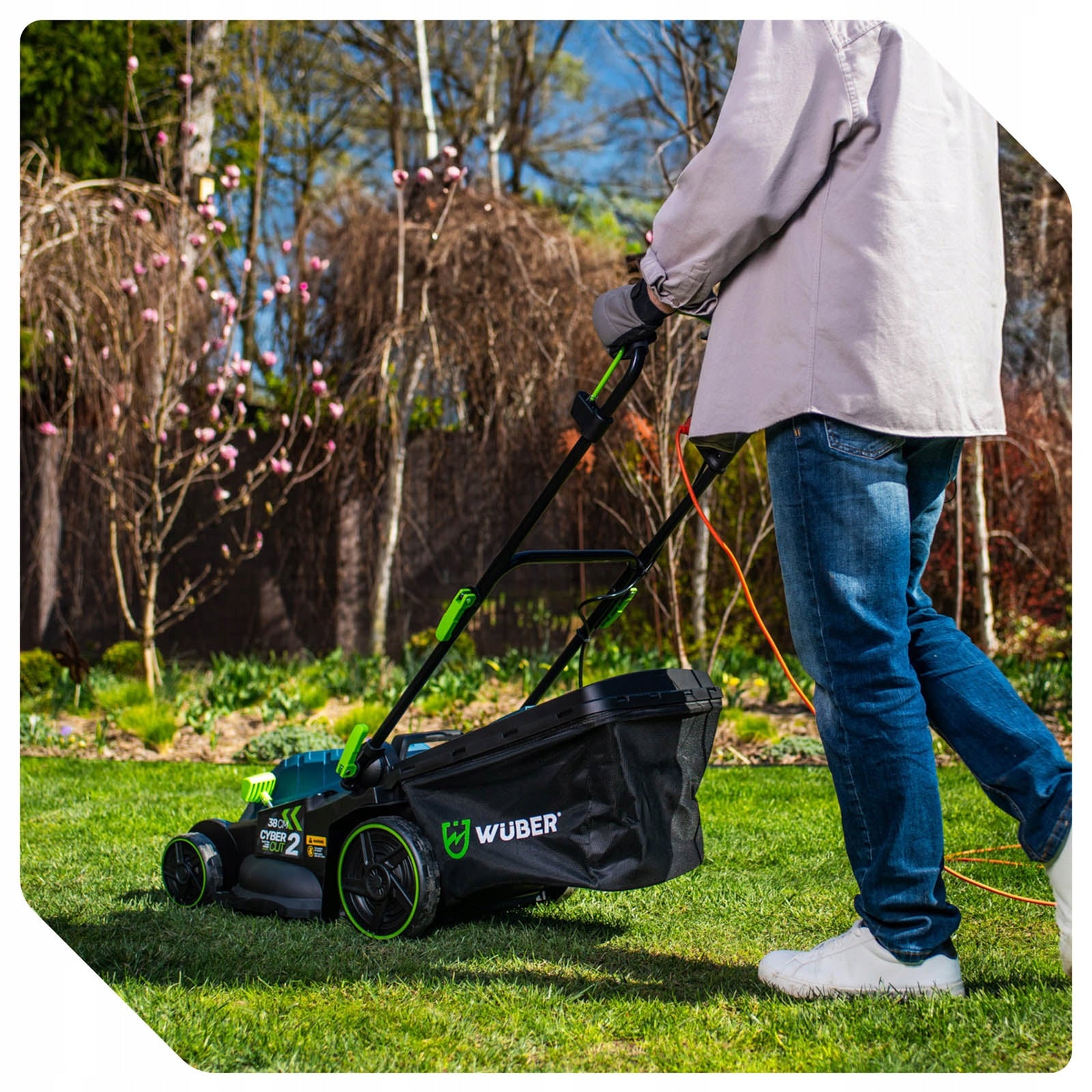 ELECTRIC LAWN MOWER WITH MULCHING ADJUSTMENT HEIGHT LIGHT STRONG 45L Brand Wuber