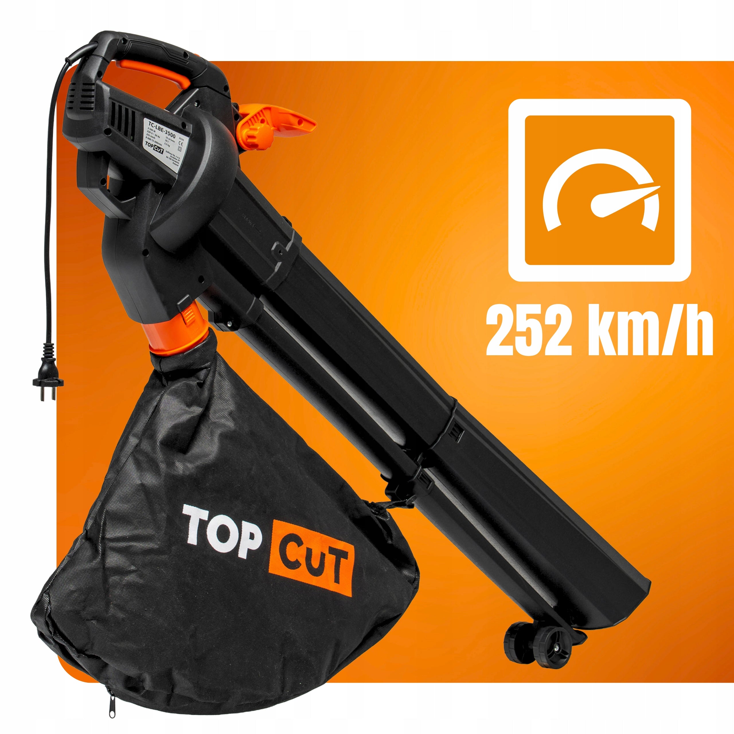 ELECTRIC LEAF BLOWER 3IN1VACUUM CLEANER SHREDDER 35L 252km/h 3500W Air velocity 252 km/h