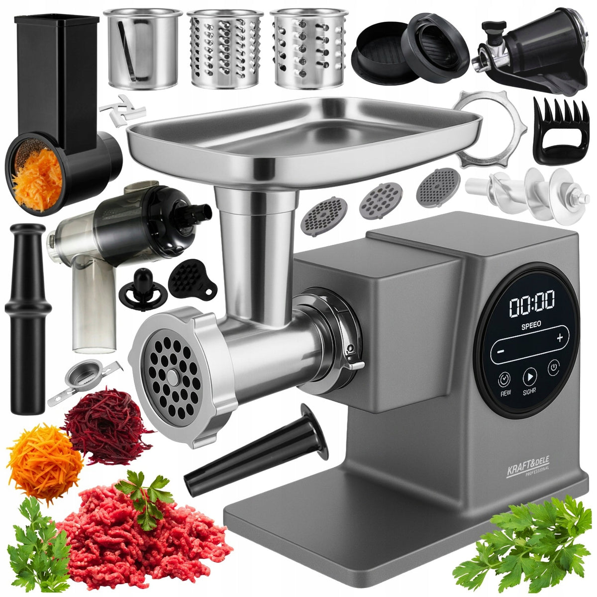 ELECTRIC MEAT GRINDER WITH METAL SHREDDER 37in1 2500W