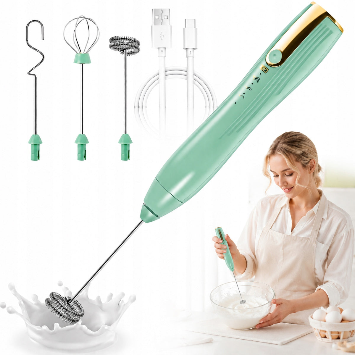 ELECTRIC MILK FROTHER 3 IN 1 for Coffee frother mixer USB CHARGING
