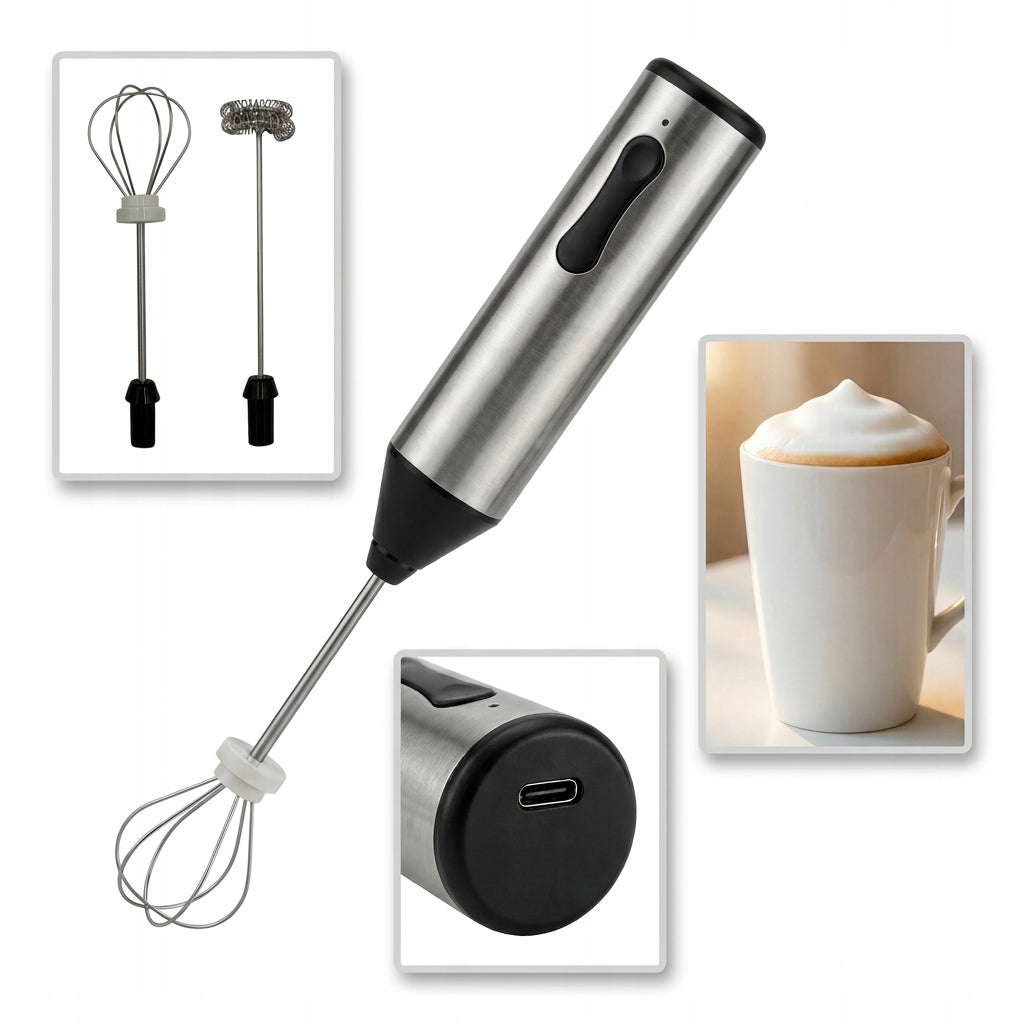 ELECTRIC MILK FROTHER MANUAL MINI USB COFFEE FOAM BEATER Packaging status original