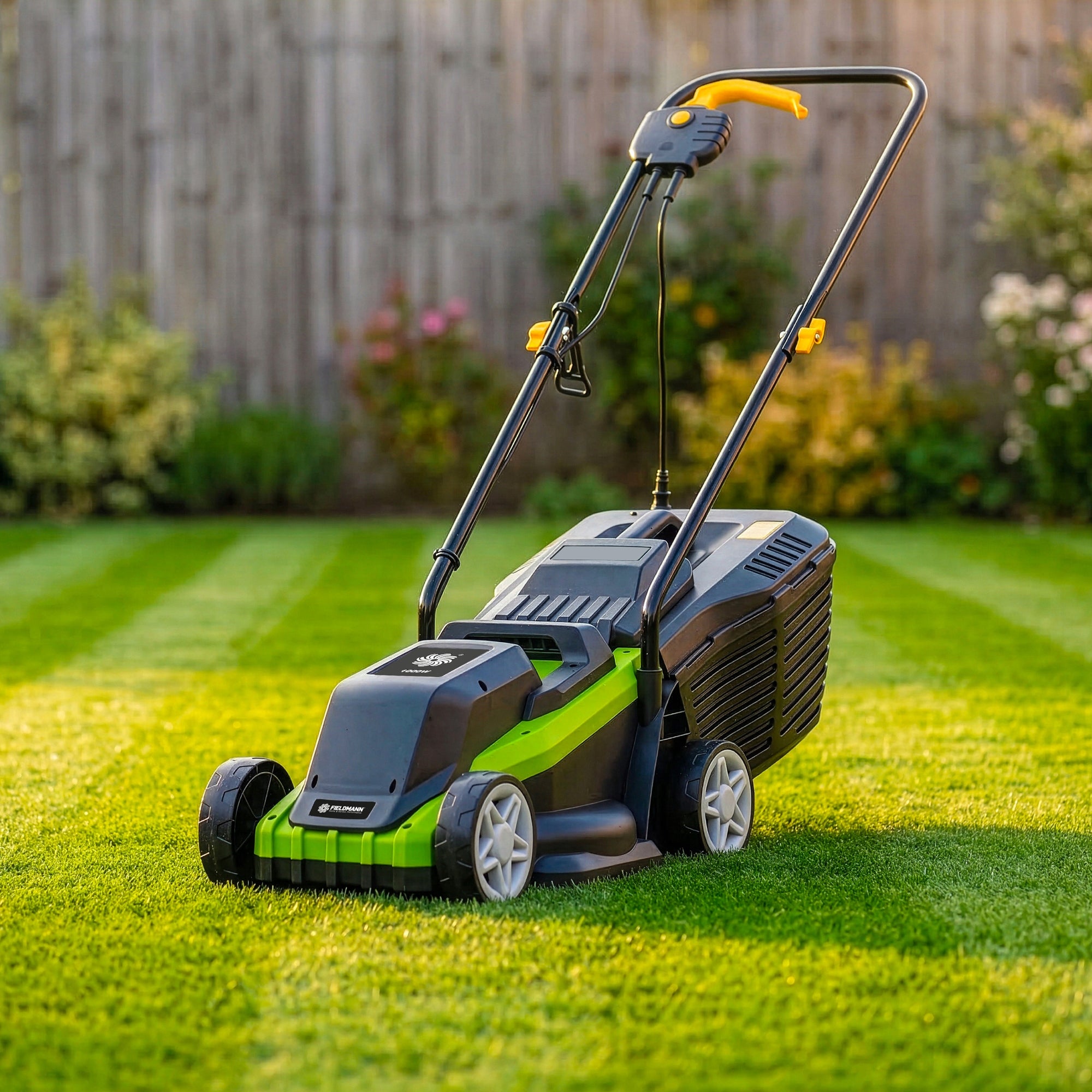 ELECTRIC MOWER LIGHT STRONG FOR GRASS BASKET 30L ADJUSTABLE FIELDMANN Basket with a basket