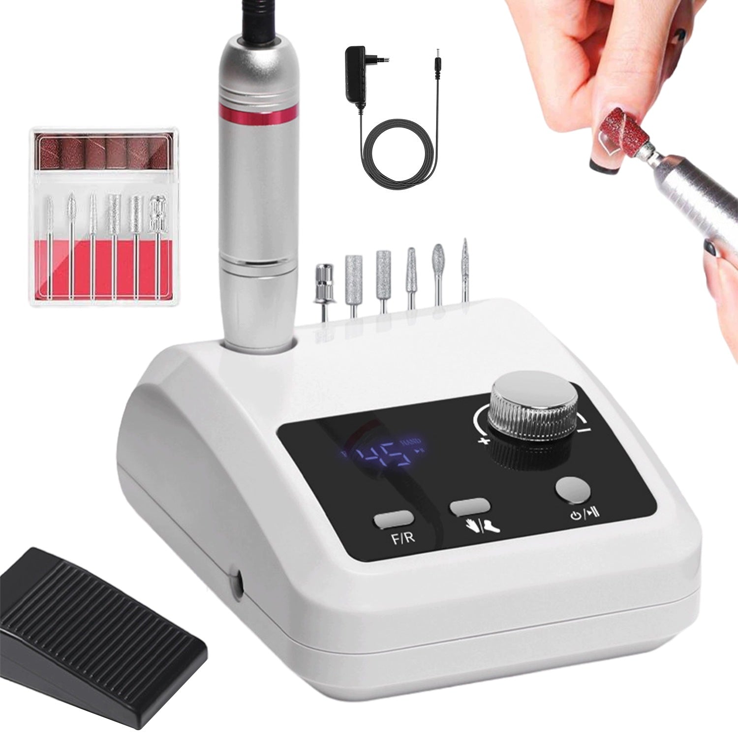ELECTRIC NAIL FILE WITH LCD FUNCTION AND LOW VIBRATION ERGONOMICS Manufacturer code GlamVibe X65