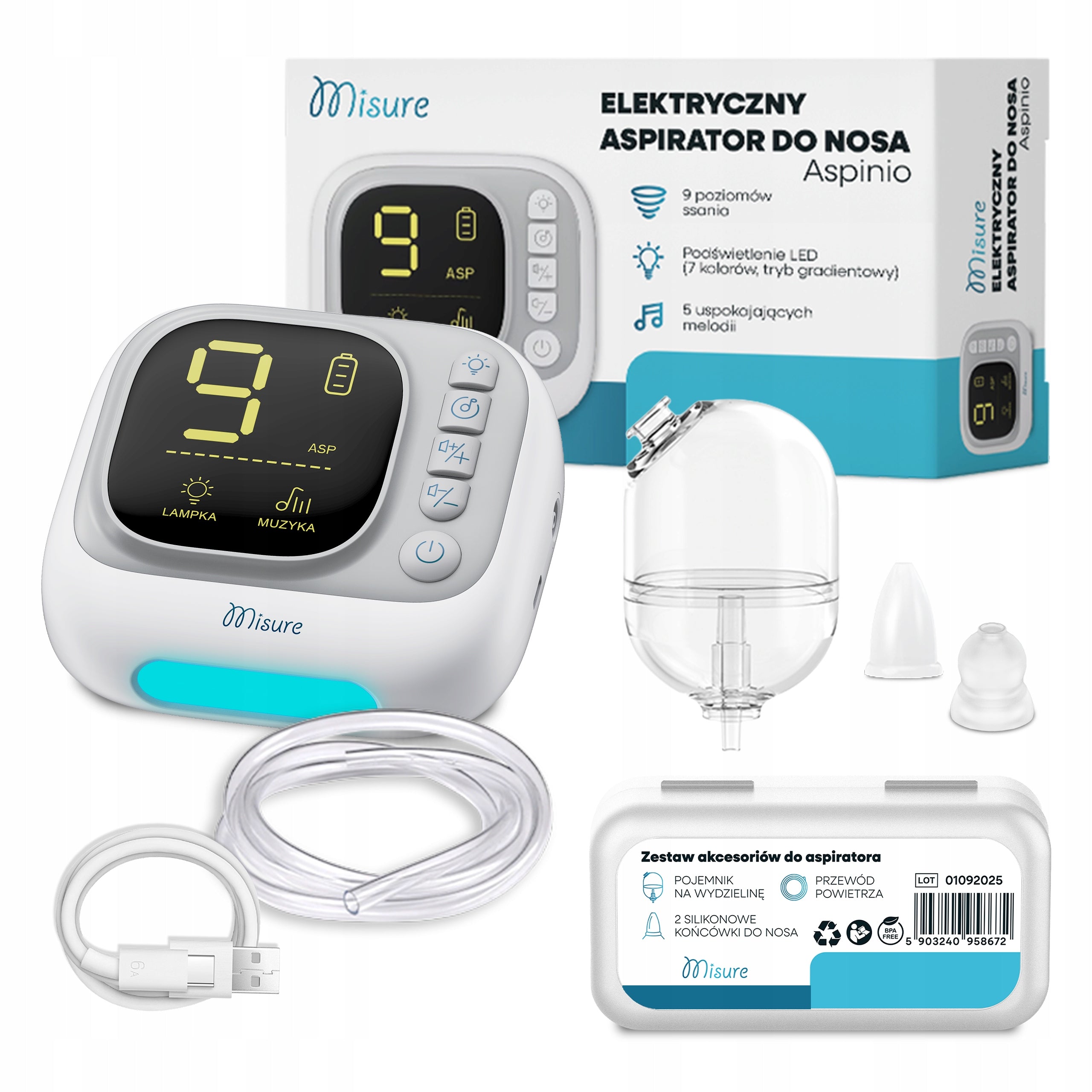 ELECTRIC NASAL ASPIRATOR MISURE ASPINIO FOR CHILDREN KATAREK EXTRACTOR Packaging status original